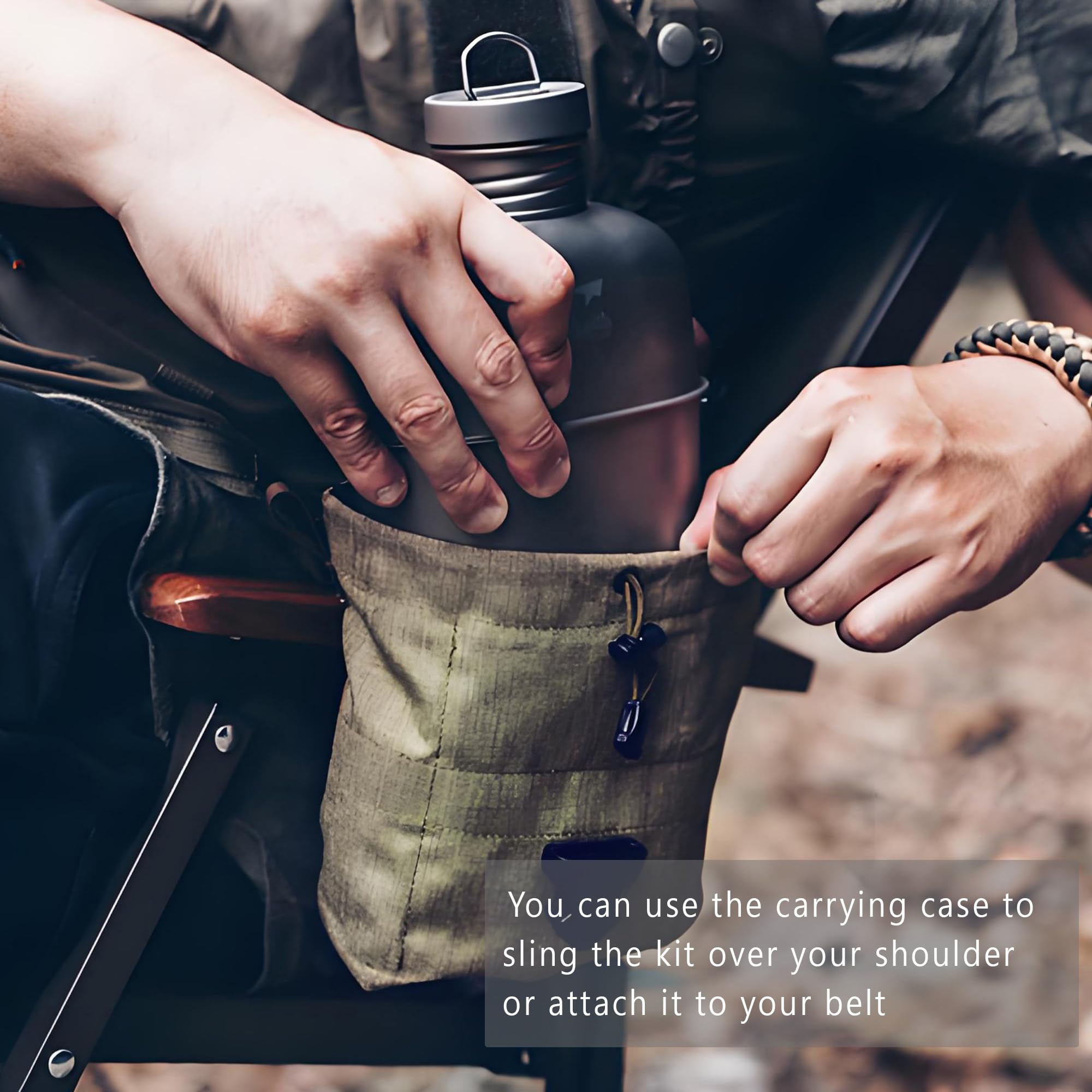 Keith Titanium Ti3060 Canteen Kit de mesure militaire pour bouteille d'eau avec tasse portable double usage