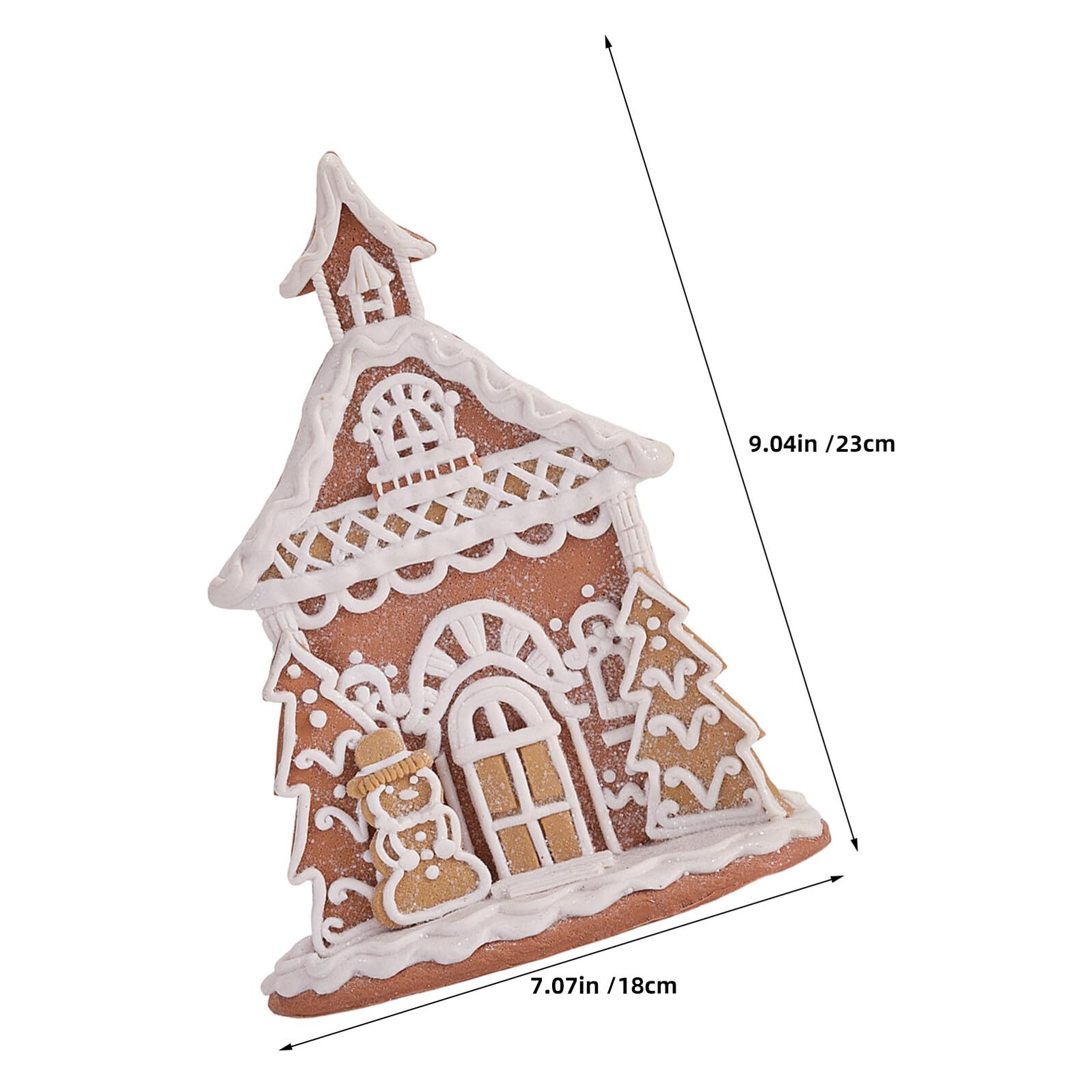 Garneck Maison Miniature Résine pour Noël Figurine de Village Enneigé avec Bonhomme et Sapin Décoration Intérieure pour Cheminée Accessoire de Décoration de Fête