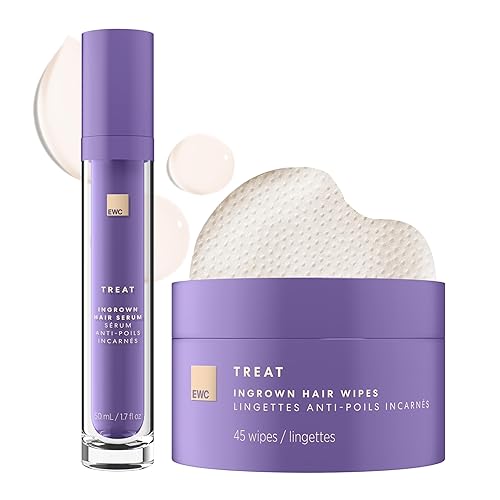 EUROPEAN WAX CENTER Paquete de suero para el cabello encarnado y toallitas para el cabello encarnado, área de bikini, protuberancias de afeitar y