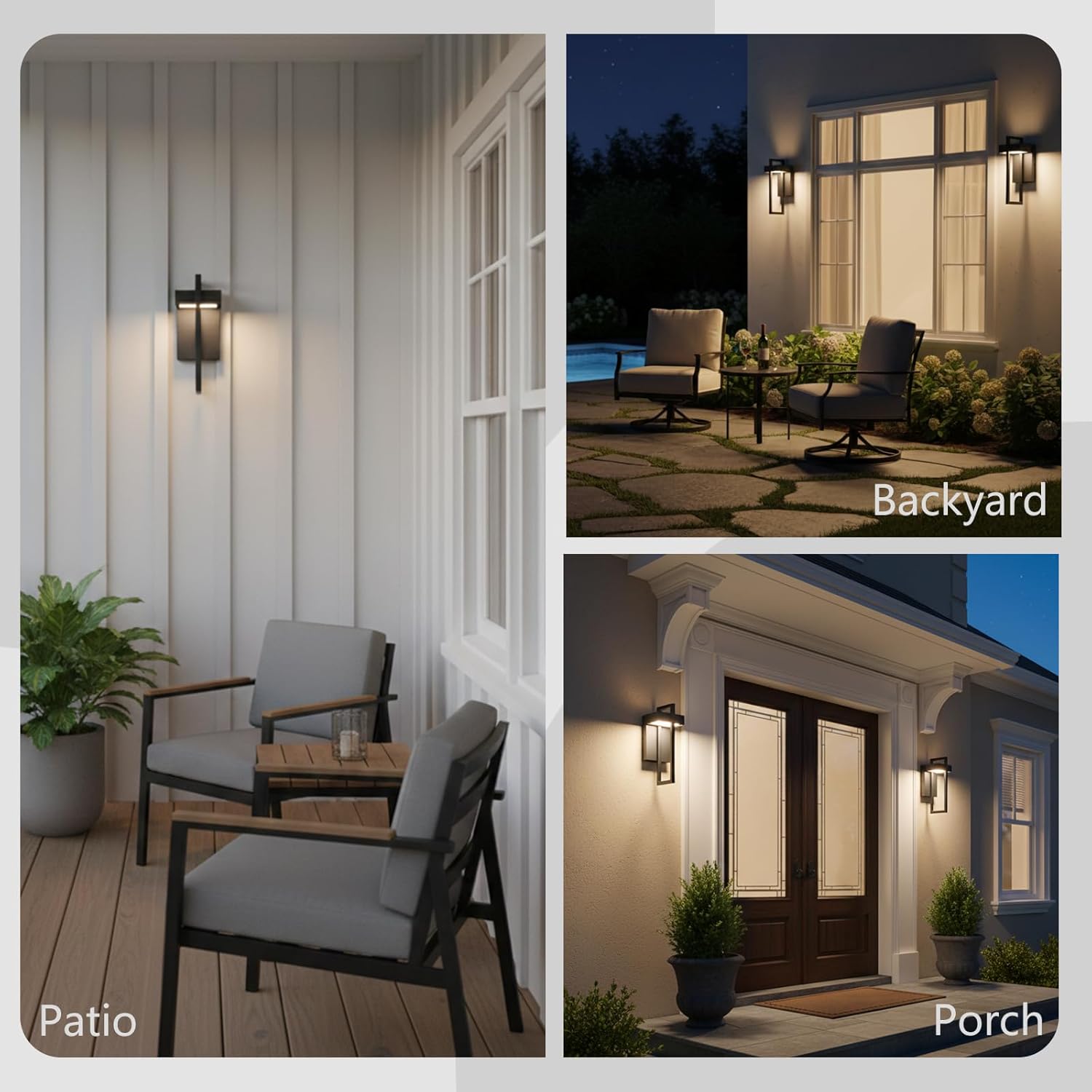 Black Outdoor Wall Light Hardwired, 13.8" Modern Outdoor Wall Sconce , Dimmable Adjustable Light 2700K–6500K, Waterproof Exterior Wall Light for Porch Front Door Garage,Wall Mount Lights With Remote