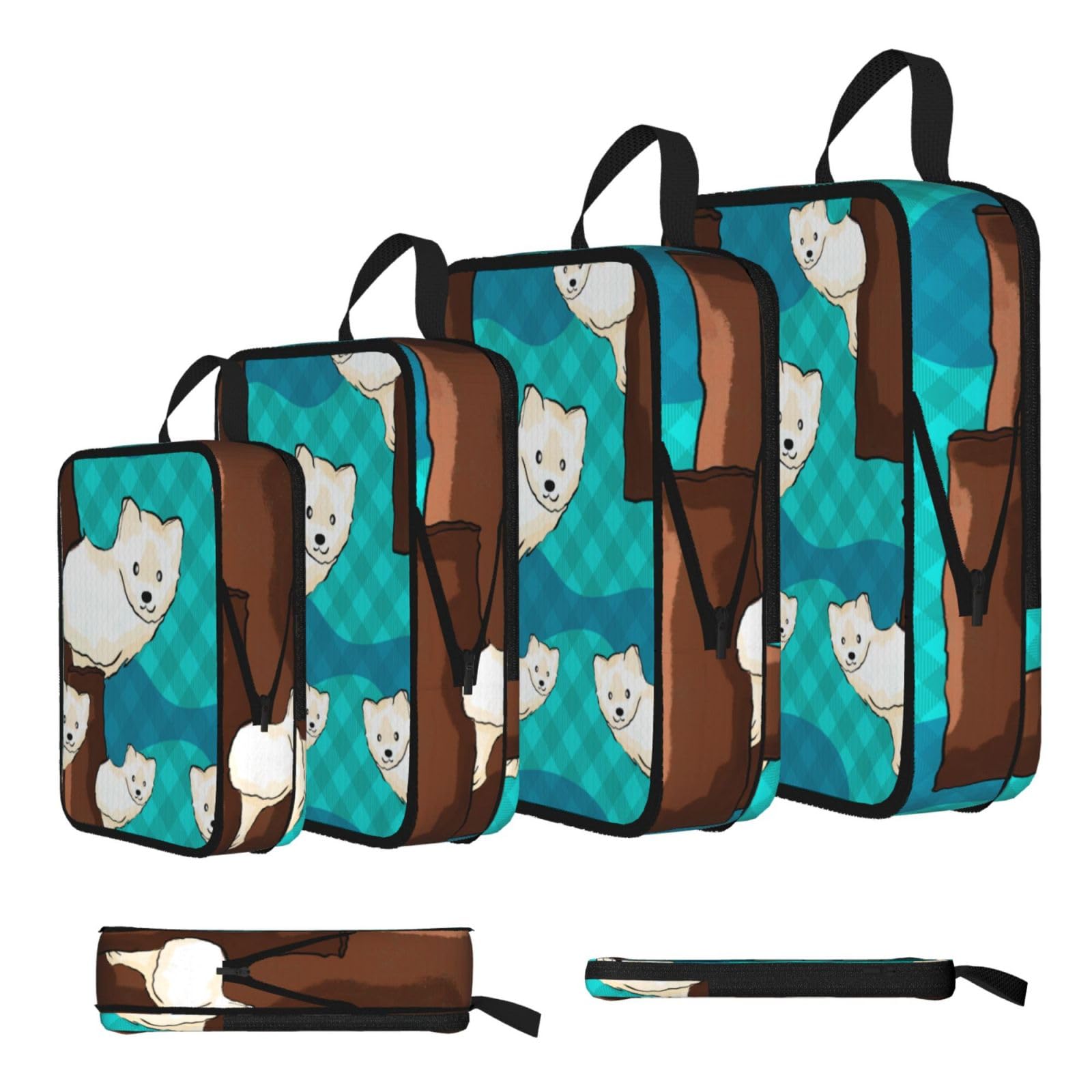 Sxzvvbn Black Cute Little Raccoon Compression Packing Cubes 4 Piece Set