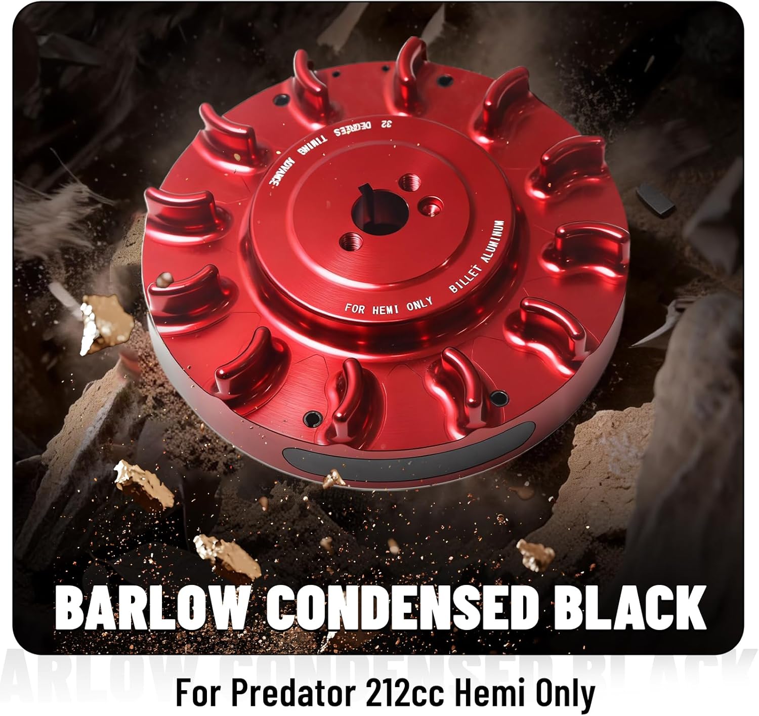 Speedway Billet Flywheel For Predator 212cc Hemi Only,Advance timing of approximately 32 Degrees Red