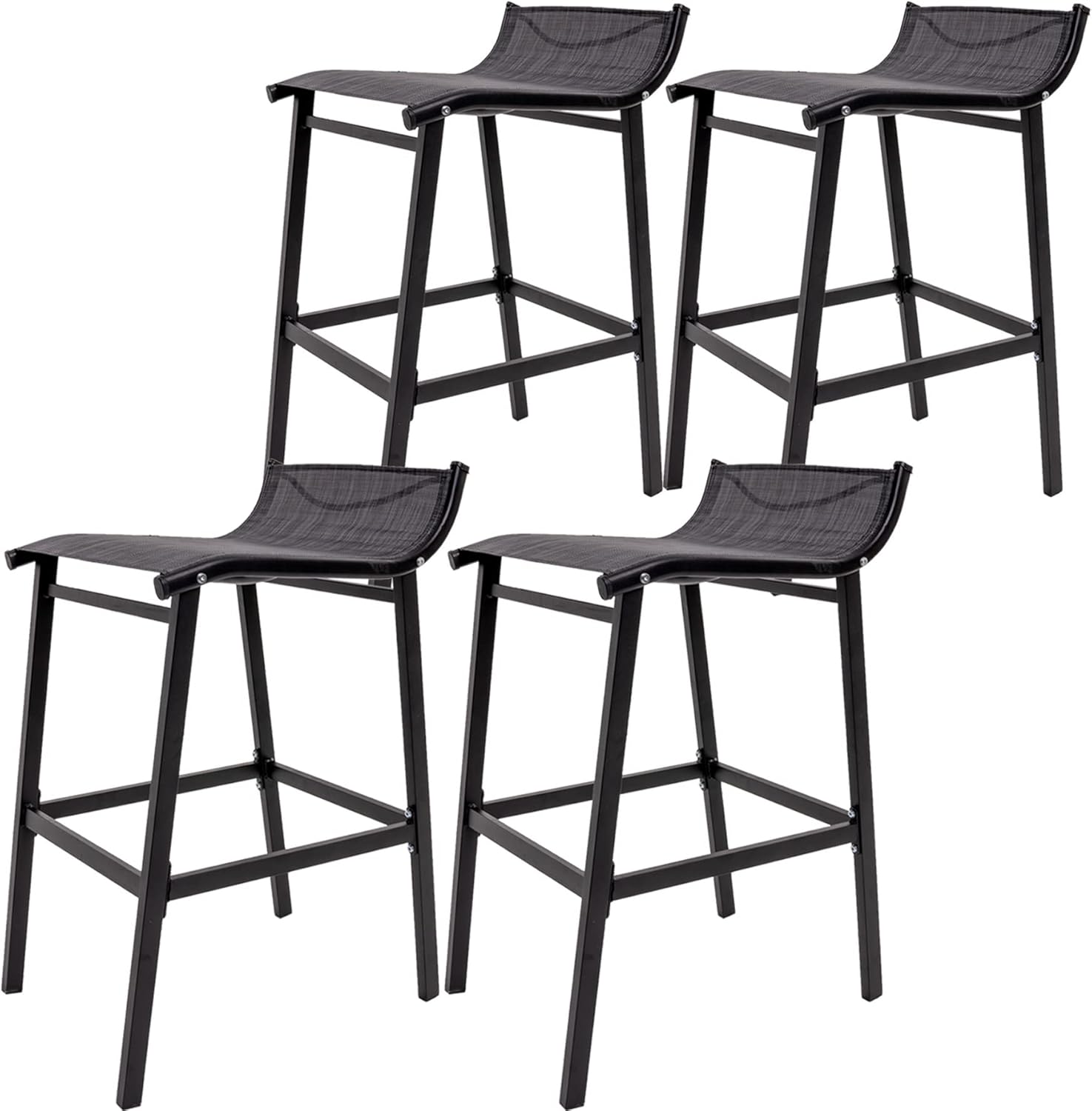 Sundale Outdoor Low Back Bar Stools Set of 4, Patio Metal Counter