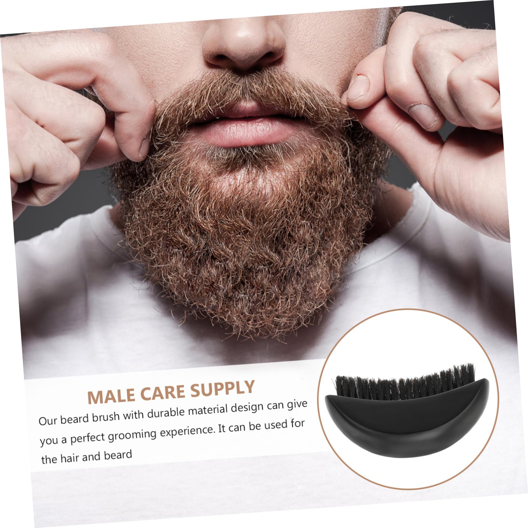 VICASKY 1pc Comfortable Bristle Beard Brush for Men Curved Design Mustache Care Tool Lightweight Suitable for All Beard Travel Friendly Grooming Accessory