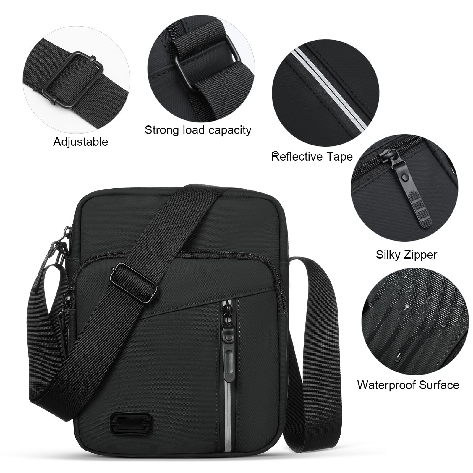 Aucuu Borsello Tracolla Casuale da Uomo, Borsa a Spalla di Grande Capacità, Messenger Impermeabile, Multitasche per Lavoro Viaggio Quotidiano