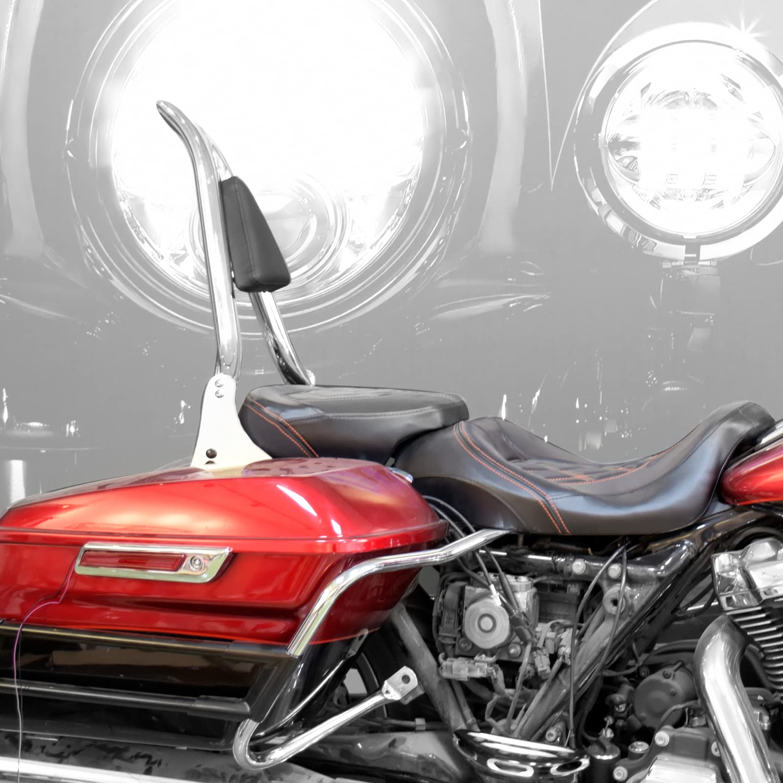 Sissy Bar posteriore per moto Schienale passeggero staccabile con cuscino per Harley Touring Road King Street Glide Electra Glide Road Glide FLHR FLHX FLHT FLTR 2009-2023 cromato 45,7 cm