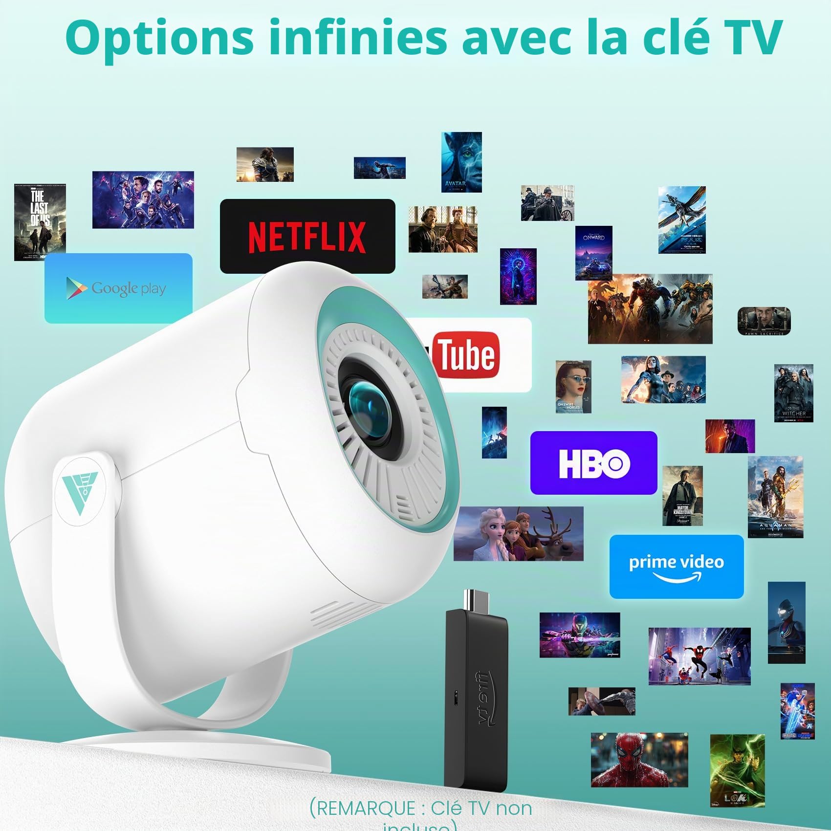 【Focus Électrique/270° Rotation】Mini Projecteur WIFI 6 et Bluetooth 5.4, 4K 1080P Full HD, Nasin Videoprojecteur Portable, Projecteur 200 Pouces 15,000L Home Cinéma pour Phone/TV Stick/HDMI/USB/Type C