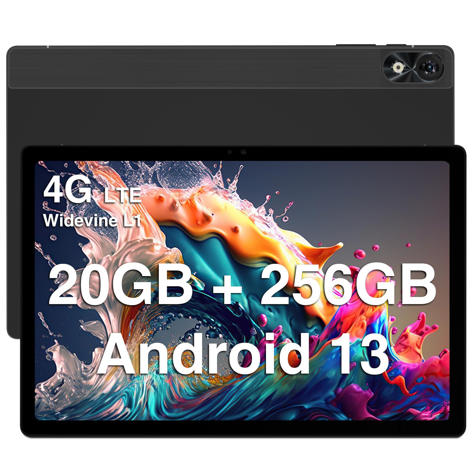 DOOGEET10 Plus Android 13 Tablets, 20GB RAM+ 256GB ROM (1TB TF),10.51 Inch 2K Tablet, 8250mAh Battery, 18W Fast Charging,4 Speakers, 13MP+8MP / 5G WiFi/Widevine L1 / Bluetooth 5.0 / Face Unlock-Black