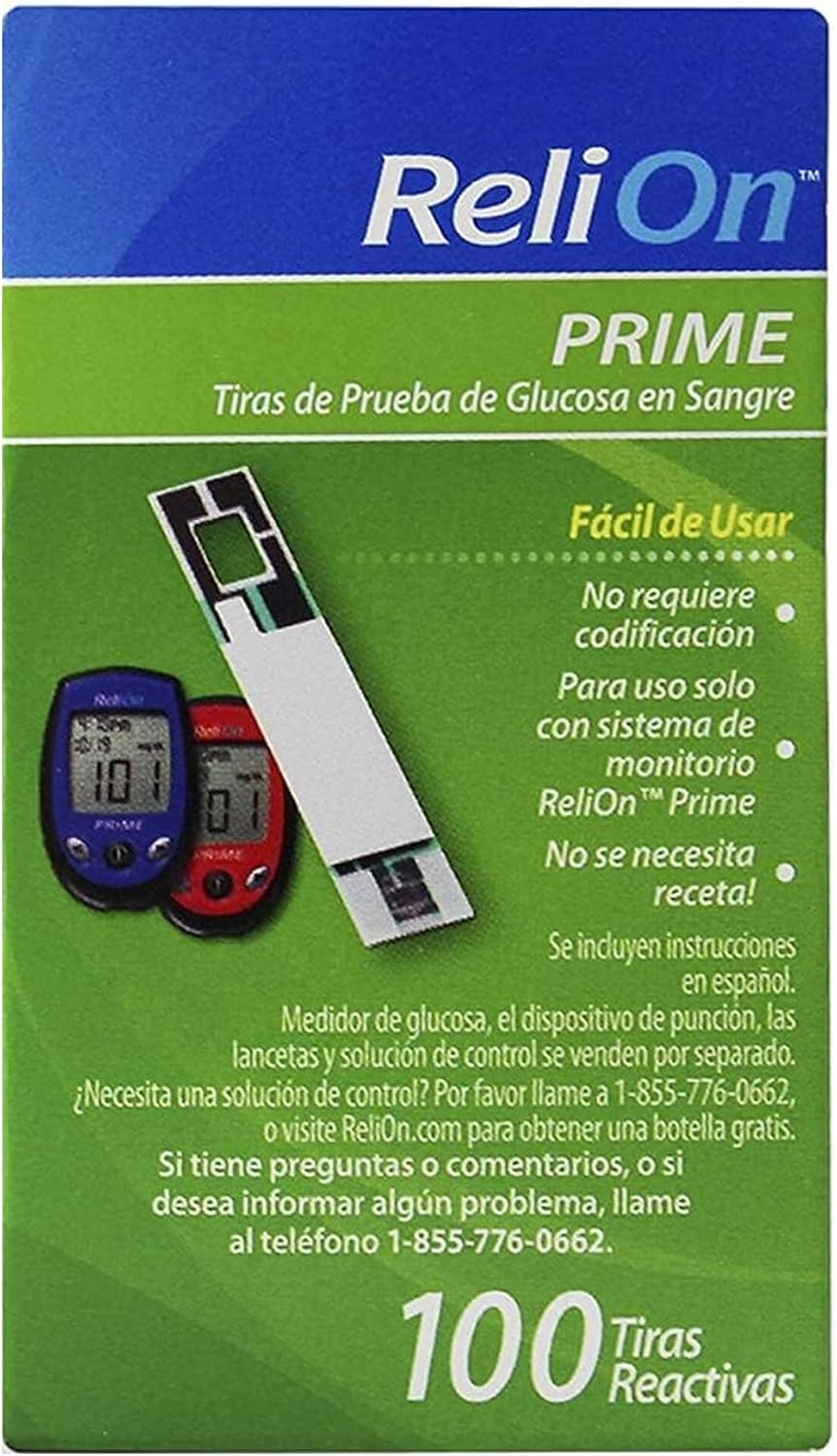 Prime 100 Count Test Strips, No Coding Required - Accurate Monitoring - Care - for Use with Prime Meters