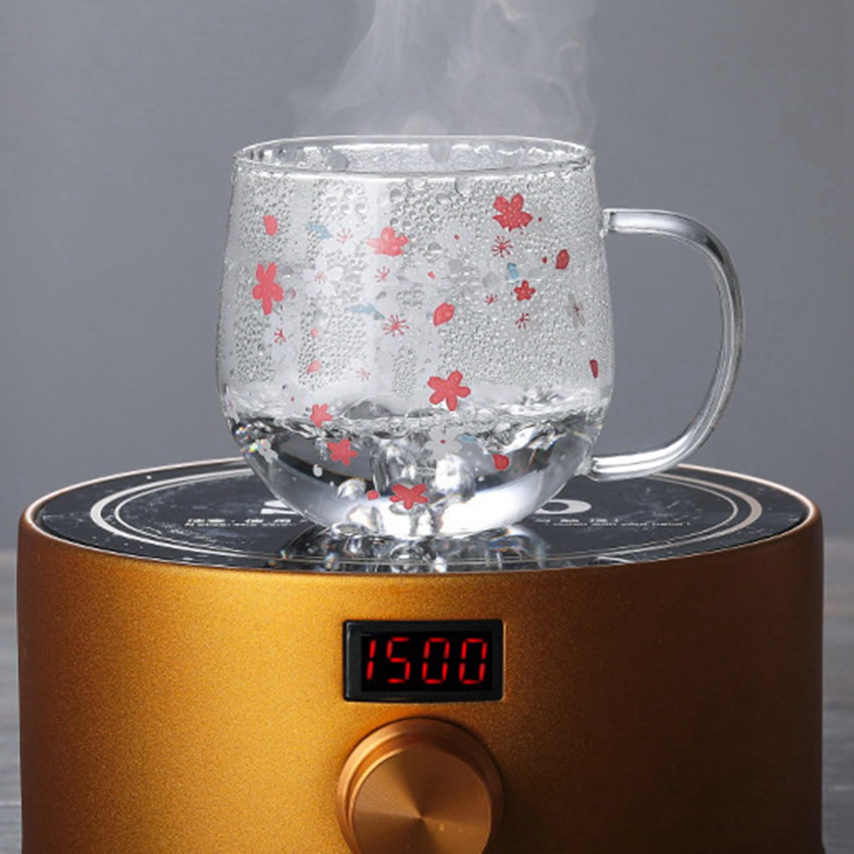 3X Tasse Tasse en Verre avec Infuseur à Thé Filtre et Couvercle Fleurs de Cerisier Tasse Ensemble Fleurs Fleur Tasse à Thé 300Ml Verres à Boire