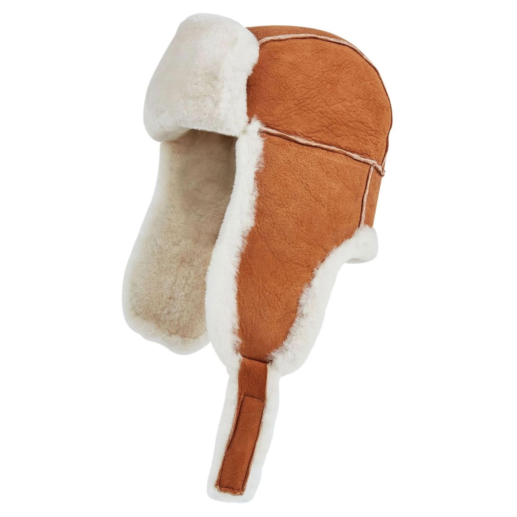 Truclothing Men's Tan Raf Aviator Suede Sheepskin B-55 Trapper Hat Winter Warm Leather Navigator Hat - Xl