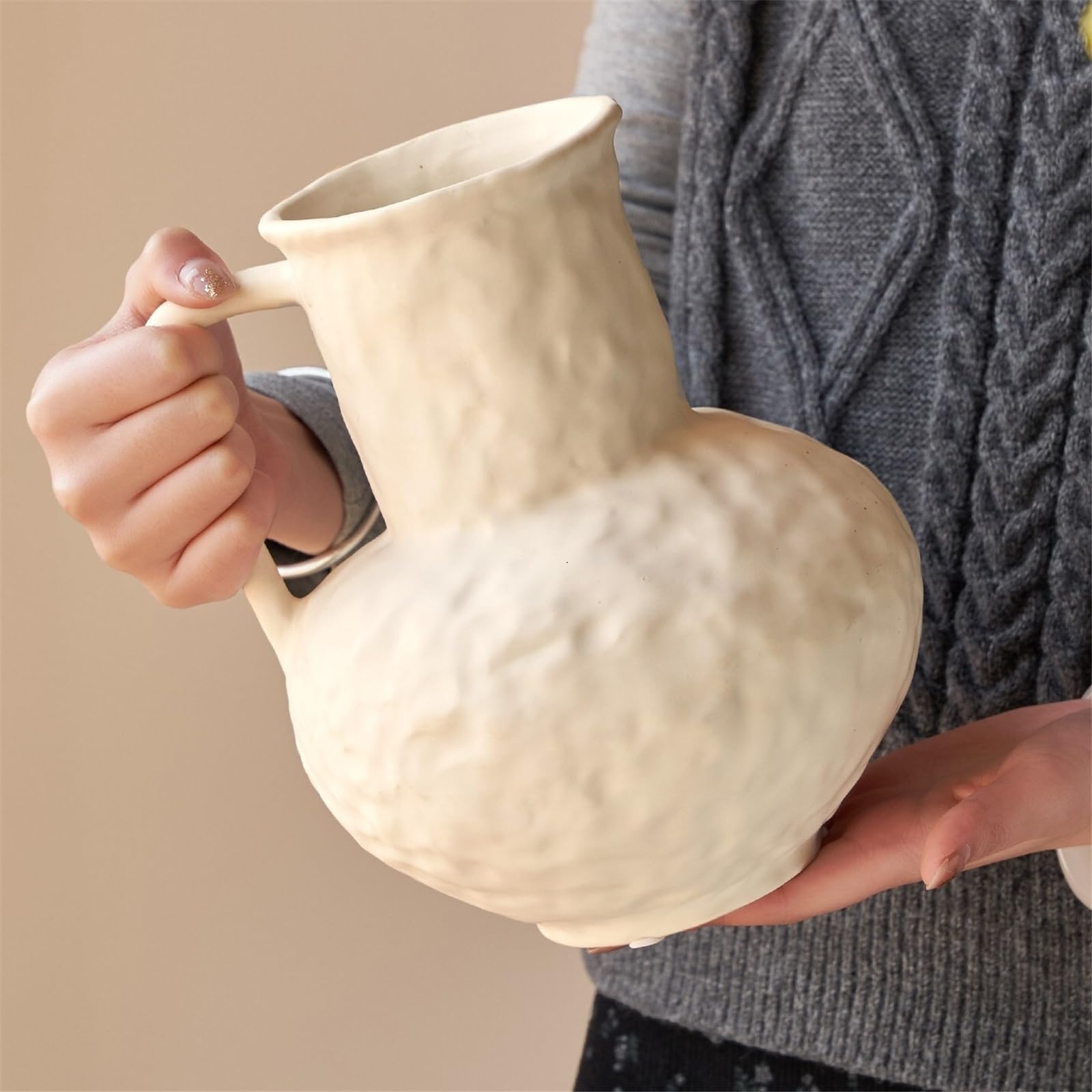 Vaso per fiori Vaso rustico in ceramica alto 8,3 pollici moderno