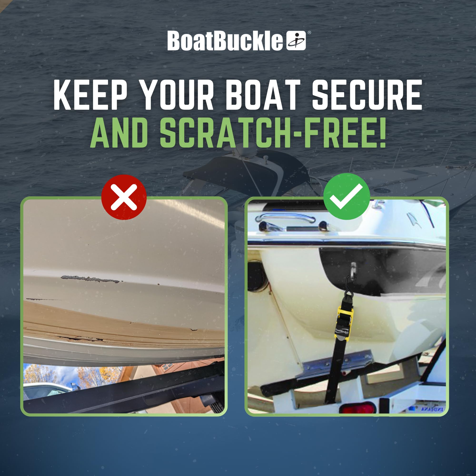 BoatBuckle Strap Protectors - 2-Pack Rubber Pads For 2" Ratchet Straps