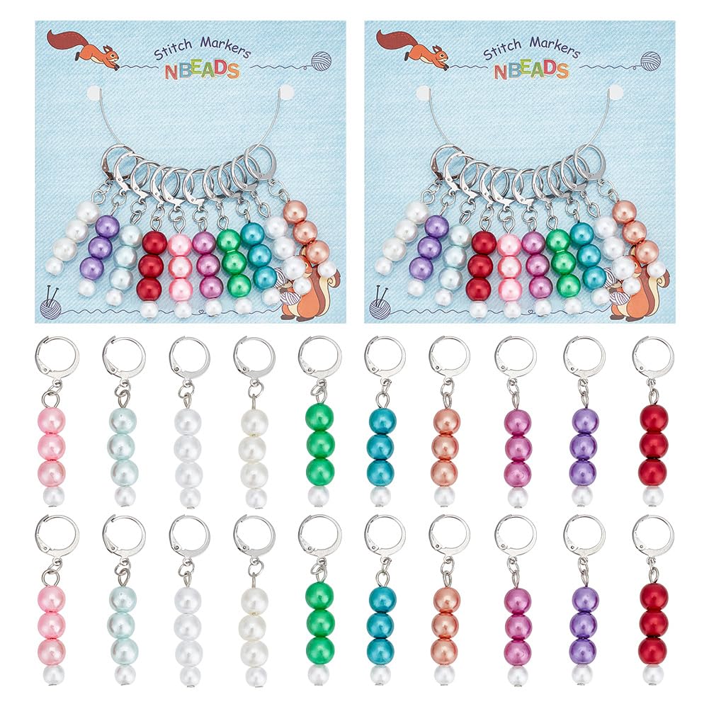 NBEADS 15pz Pennarelli A Punto Teschio, Teschio e Perline Acriliche Colorate Ciondoli per Segnapunti all'Uncinetto Rimovibili Segnapunti per Cucire Quilting Gioielli Fatti A Mano