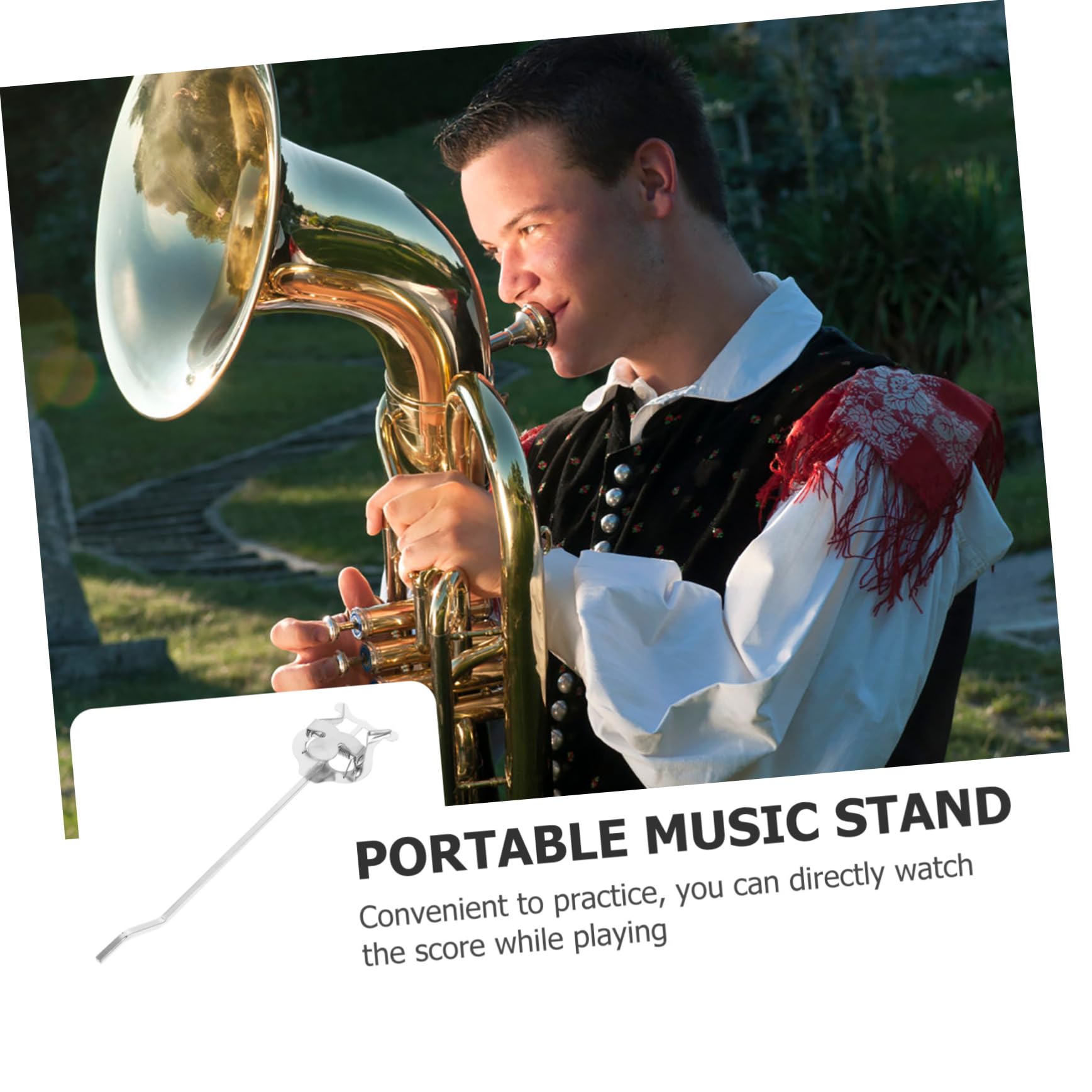 ibasenice Supporto Per Spartiti Musicali Da 3 Pezzi Per Strumenti in Ottone Portatile Senza Morsetto Robusto in Ferro Ottimo Per Esercitarsi A Leggere Gli Spartiti.