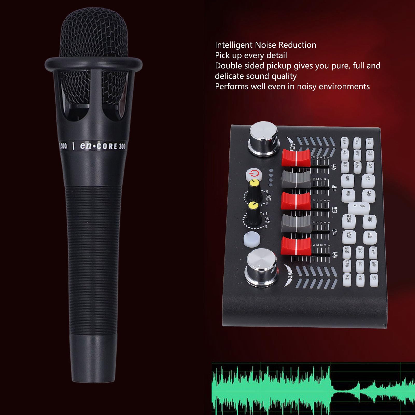 Jectse Pacchetto Attrezzatura Podcast, Kit Scheda Audio Microfono con Cancellazione del Rumore con Supporto per Telefono Auricolare, Attrezzatura da Studio di Registrazione per