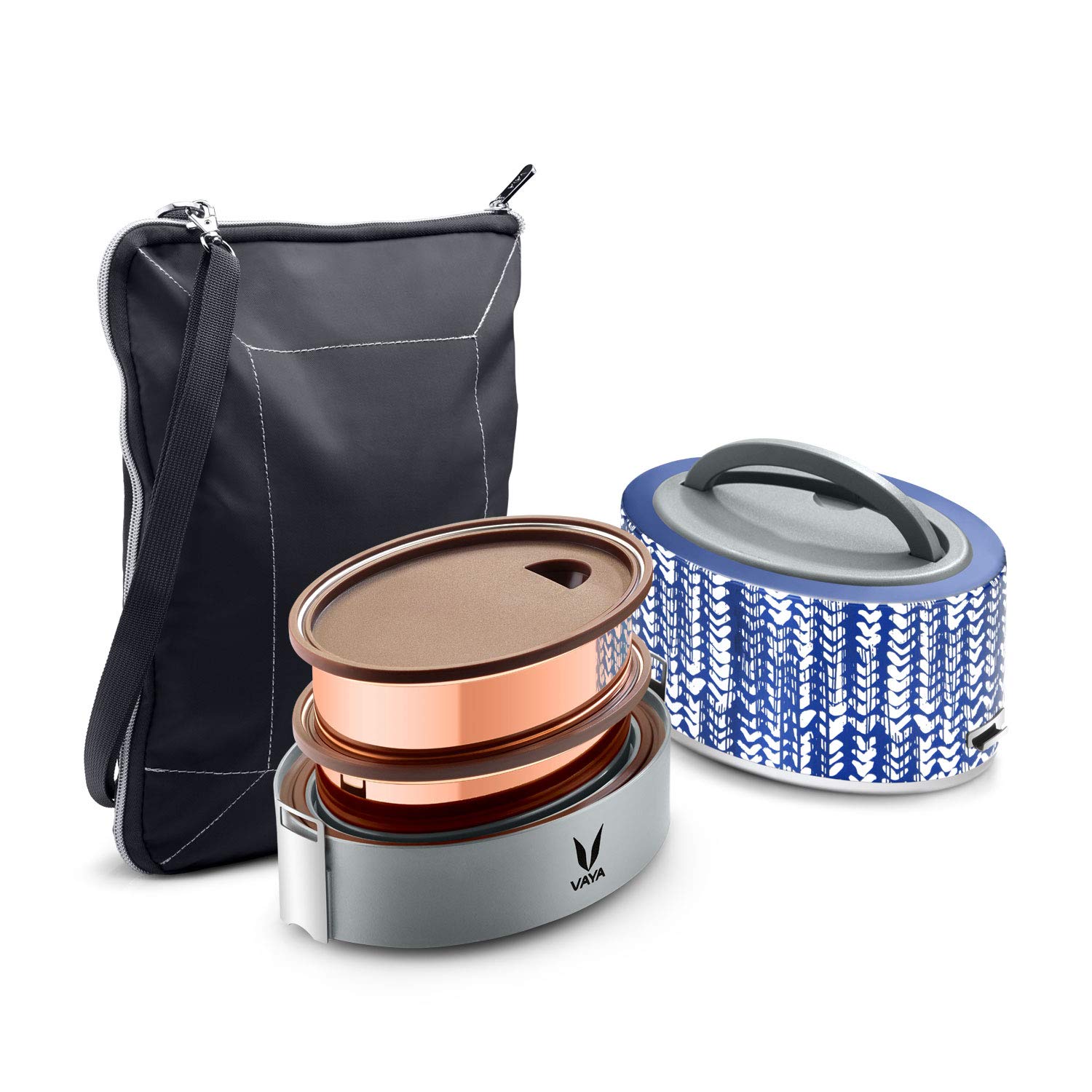 Vaya Tyffyn Indigo Copper Finished Stainless Steel Lunch Box