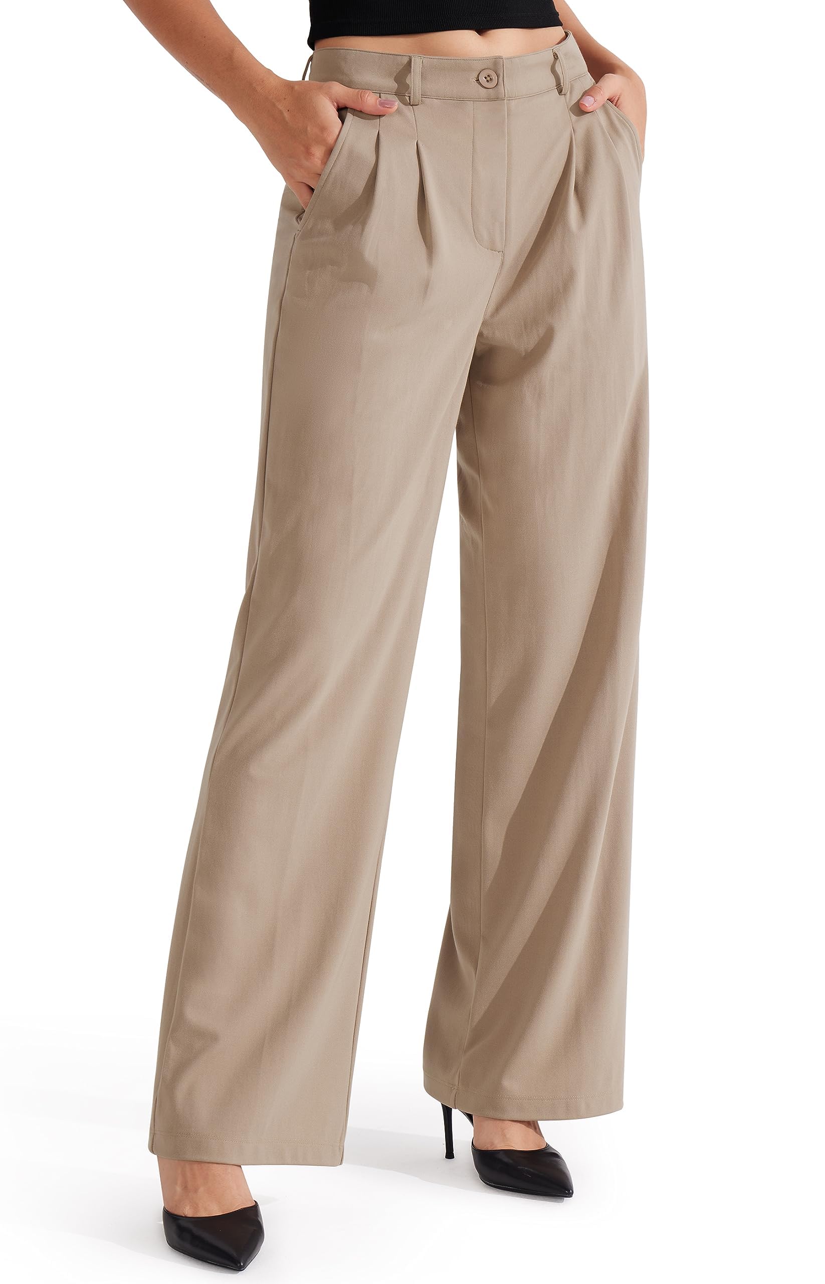 Libin Pantalon Large pour Femme - Taille Haute - 73,7 cm/78,7 cm - Pantalon de Travail Professionnel - Pantalon décontracté pour Yoga, Golf