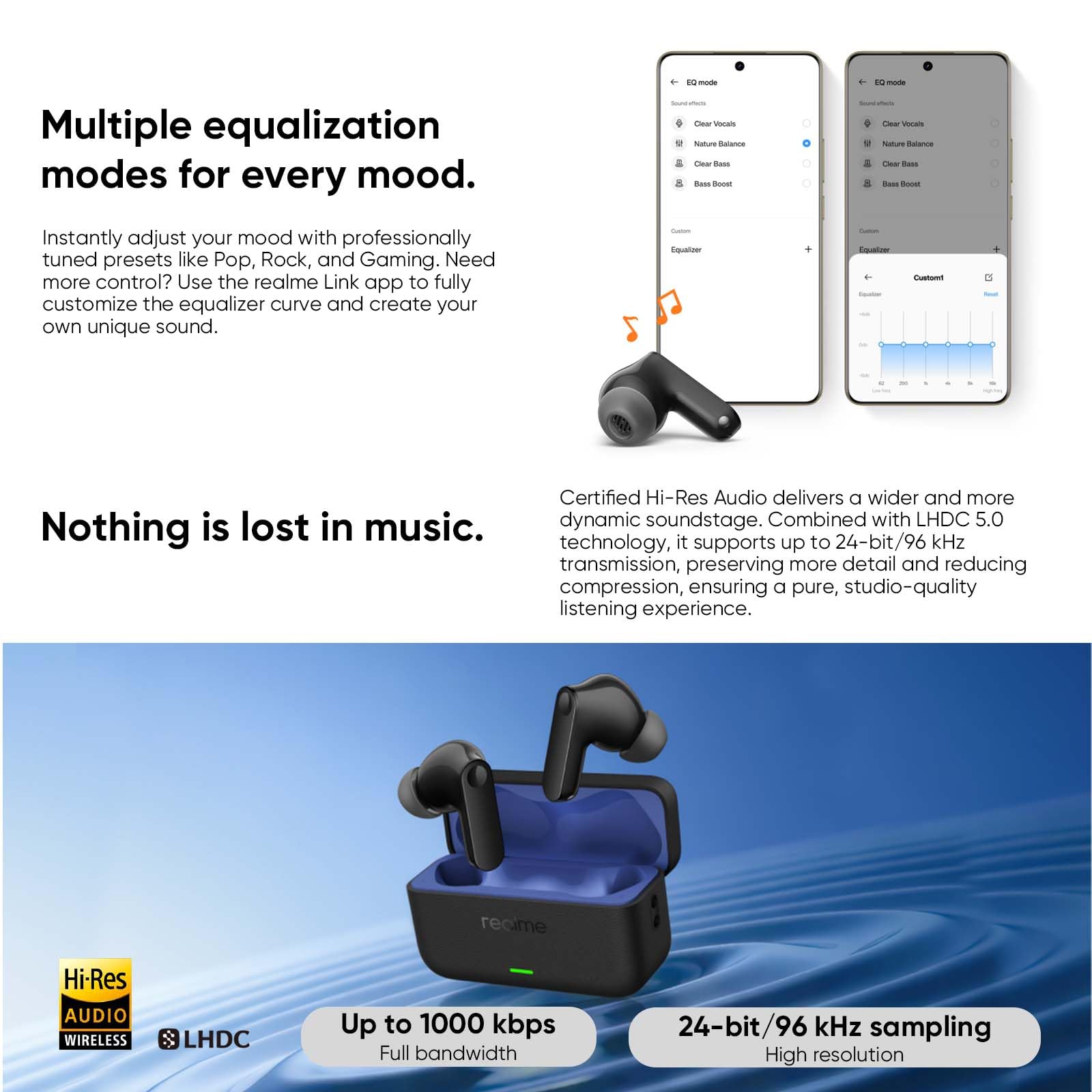 realme Buds T500 Pro Écouteurs Bluetooth sans Fil Intra-Auriculaires avec ANC 50dB, 56h d'autonomie, Son Hi-Res, Bluetooth 6.1, IP55, 6 micros, Connexion Multi-appareils (3 appareils) – Noir
