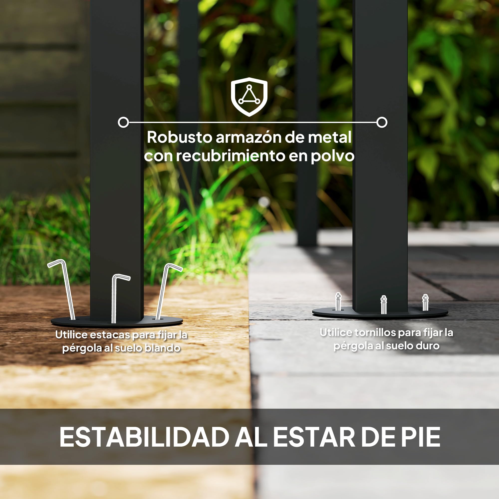 Outsunny Pérgola de Pared 2,4x2,4 m Cenador de Jardín Protección UV 30+ con Techo Inclinado Impermeable y Marco de Metal para Terraza Patio Balcón Crema