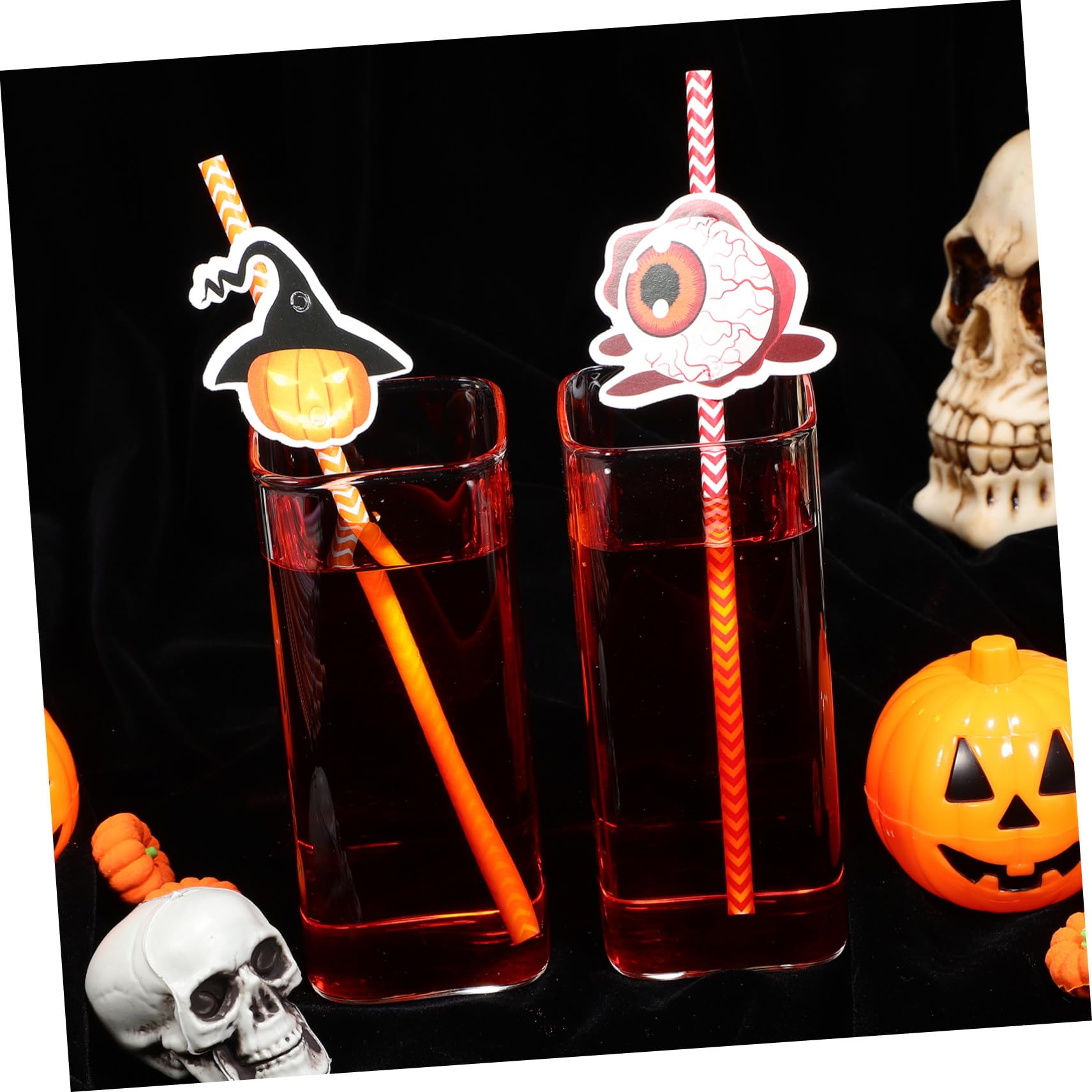 VICASKY 6confezioni Cannucce Di Carta Di Halloween Strisce Stampa Colorata Decorative e Sicure Da Usare Per Feste e Famiglia