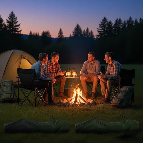 Miniatura 2 de Paquete de 2 sillas de camping portátiles ligeras y plegables, sillas de playa al aire libre con portavasos y bolsa de transporte para deportes al