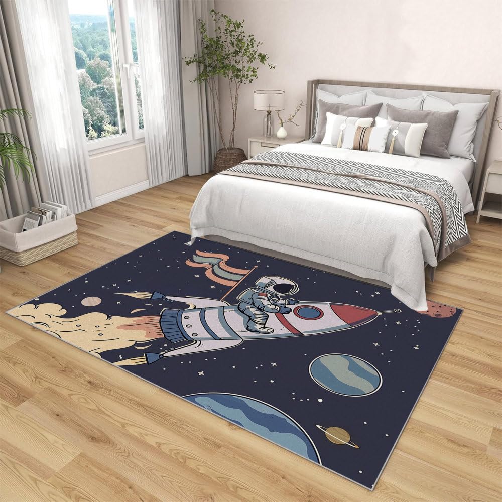 Tapis de porte avant et couloir d'entrée astronaute bleu pour maison propre