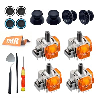 4-Pack TMR Joystick Replacement Kit for DualSense PS5 controller / PS5 Edge Controller, Upgrade Anti-Drift Analog Thumbstick,TMR Analog Thumb Joystick Repair Tool kit