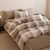 Vista 255 de Luxlovery - Juego de edredón azul neblina, tamaño matrimonial, minimalista, azul polvoriento, edredones de algodón suaves y transpirables, azul