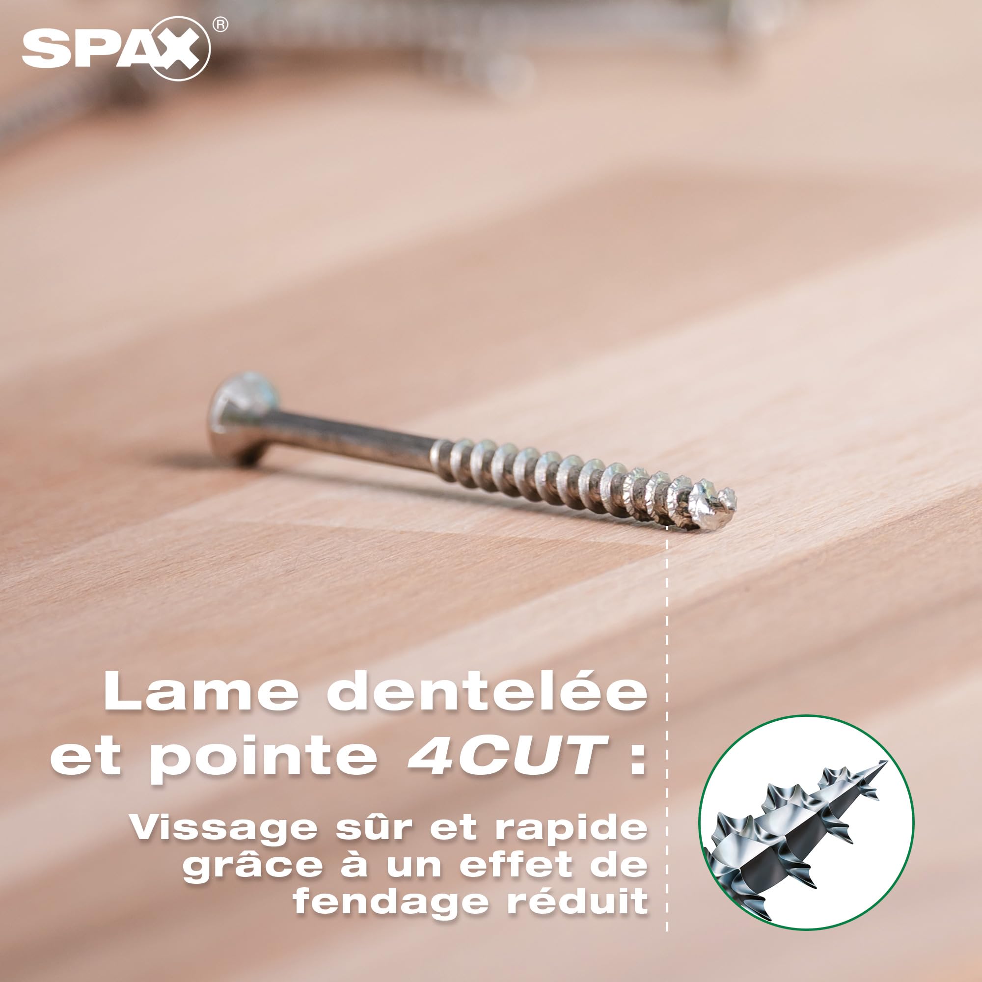 SPAX Vis universelle 4 x 50 mm, 360 pièces - Vis à bois, filetage partiel, tête fraisée, T-STAR plus T20, pointe 4CUT, revêtement WIROX - 8000000276804