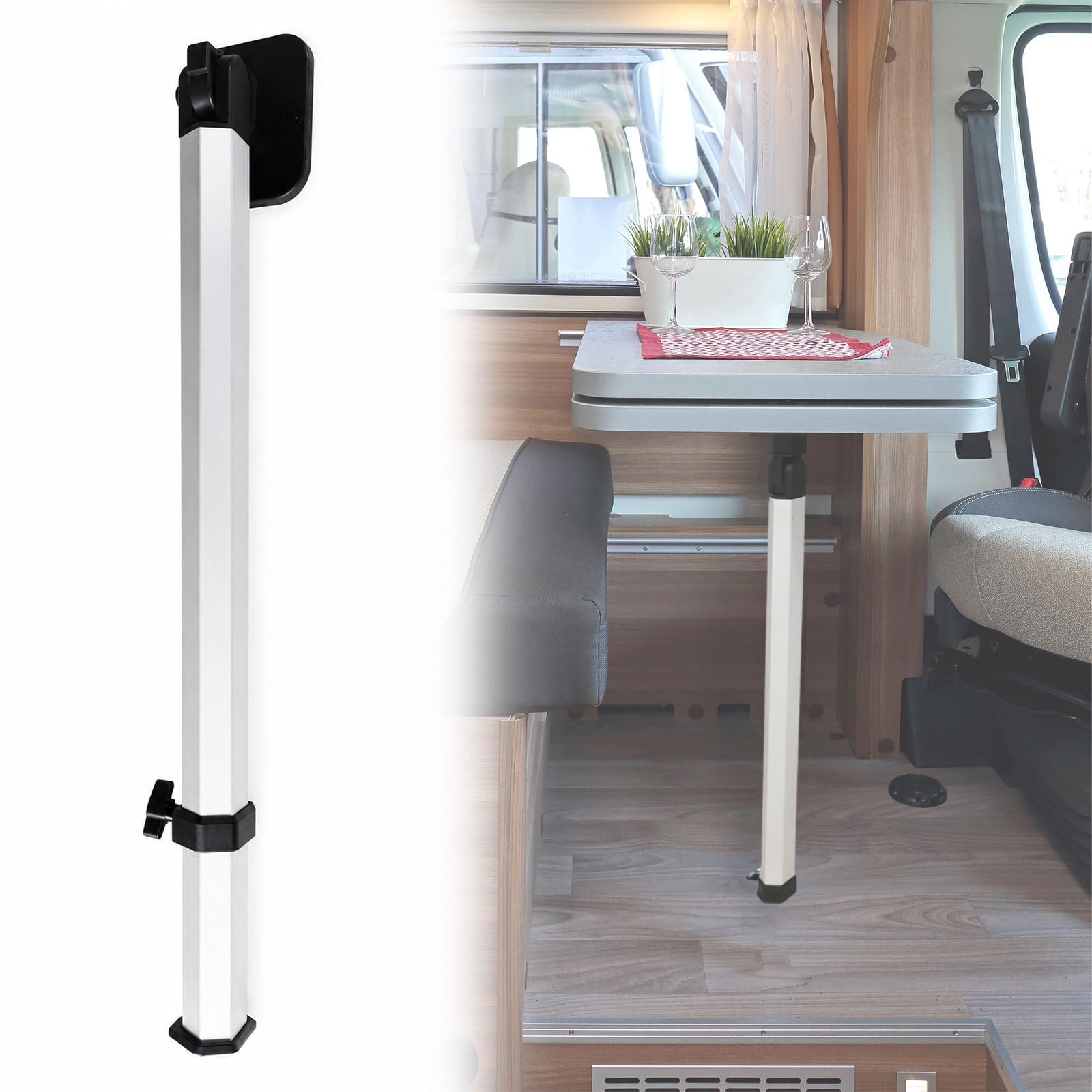 Verstellbarer Klapptisch-Fuß aus Aluminium – Höhenverstellbar 51,5–78 cm – rutschfest & Stabil für Wohnmobil, Yacht & Balkon