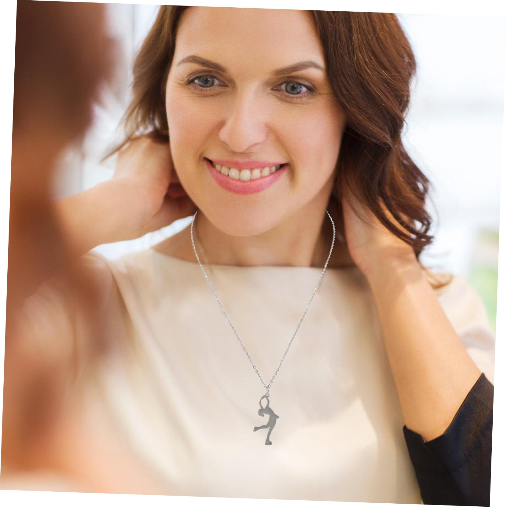 Pendentif Gymnastique en Acier Inoxydable Collier Métal Mixte Chaîne de Cou
