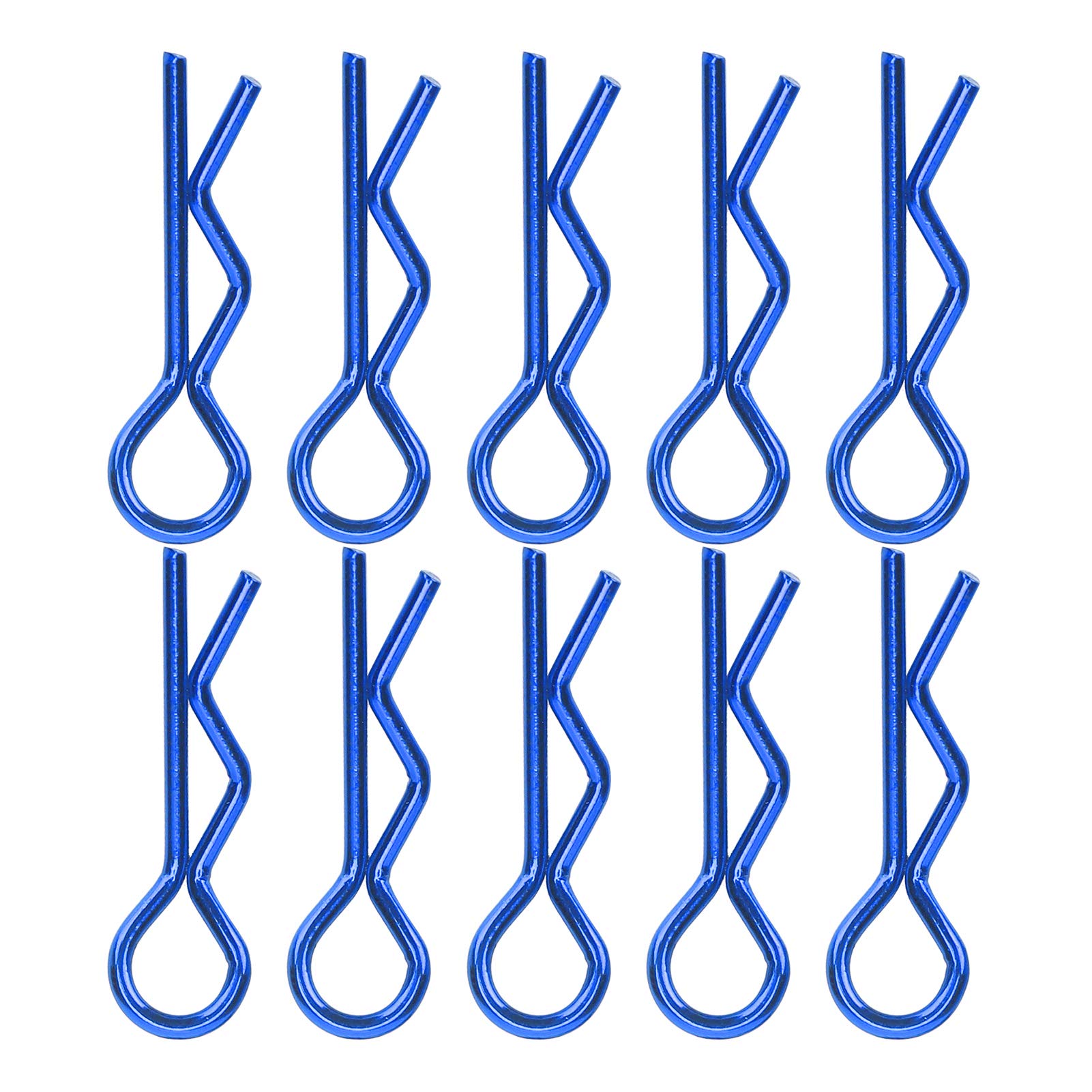 RC Body Clips, RC Car Accessories RC Shell Clips Pins 10Pcs RC Body Clips 7MM RC Car Shell Clip R Shape Metal Body Clips Pins RC Car Body Clips for 1/5 1/6 1/8 1/10 RC Car (Blue)