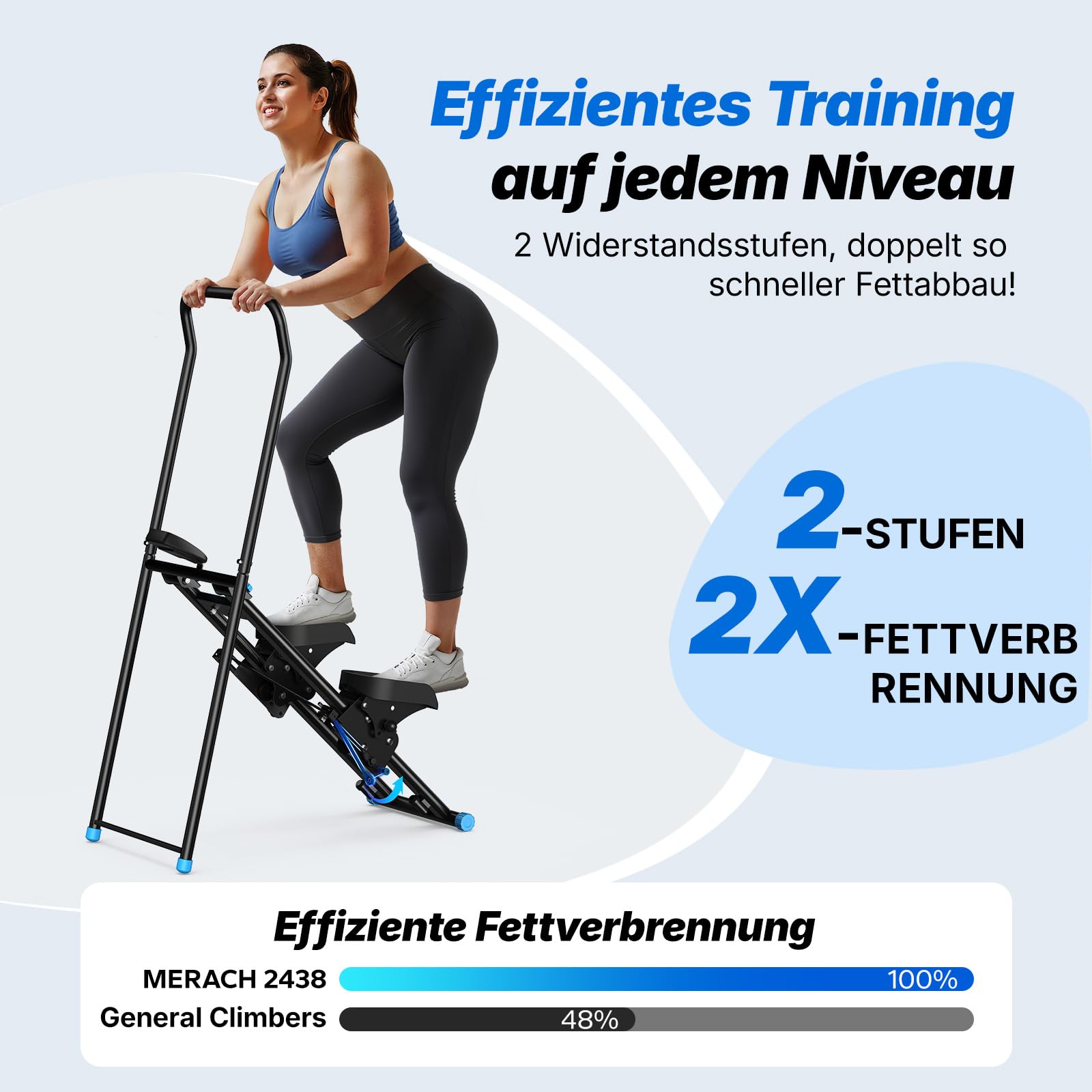 MERACH 2026 Neues Stair Stepper für Home Gym Übung,Vertical Climber Maschine für Ganzkörper-Workout,Compact Folding Cardio Übung Climber mit erweiterten Schrittweite,verstellbare Lenker & Pedale