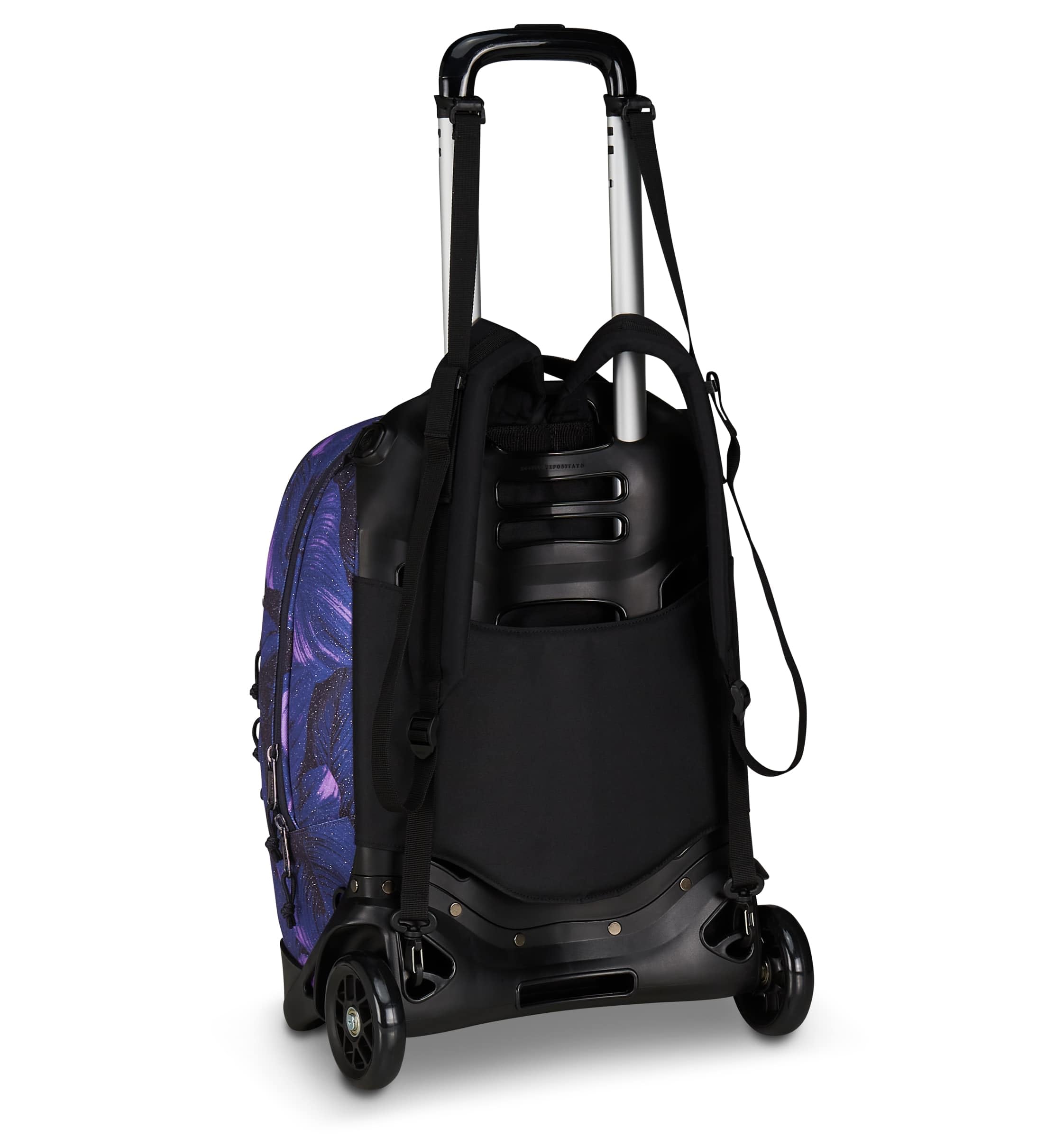 Invicta Trolley Scuola Plug Fantasy Shine, Viola, 3 in 1, Zaino Doppio Scomparto Con Carrello Sganciabile, Tasca Per PC, Tasca Per Borraccia, 34 lt, Scuola Media e Superiore, Viaggio, Zaino Ragazza