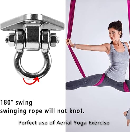 Miniatura 3 de Yyiwhmy Juego de 2 ganchos de columpio de acero inoxidable 304 de alta resistencia, capacidad de 1500 libras, accesorios de 180 para yoga, porche,
