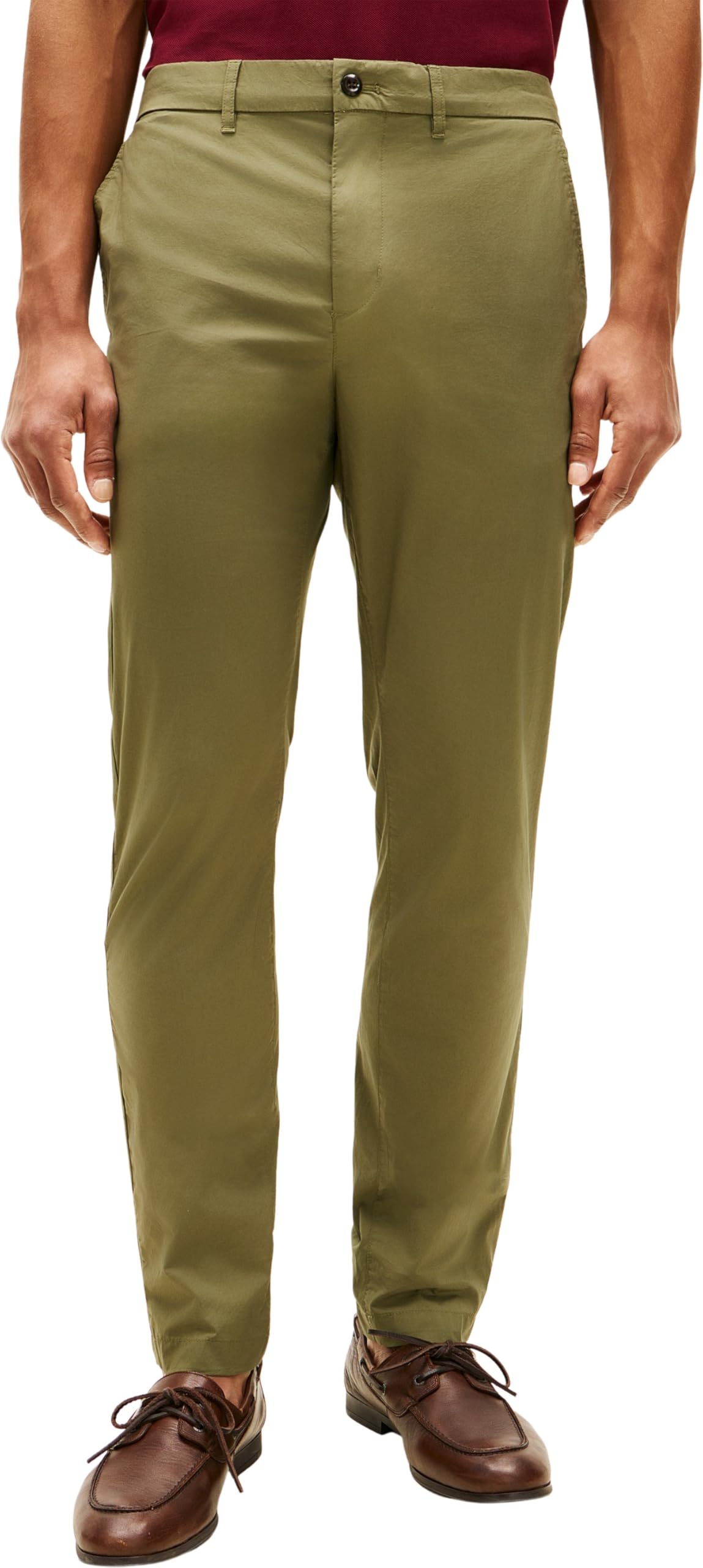 Tommy Hilfiger Herren Chino Hose Harlem Poplin Tapered Fit, Grün (Dark Artichoke), 40W/34L