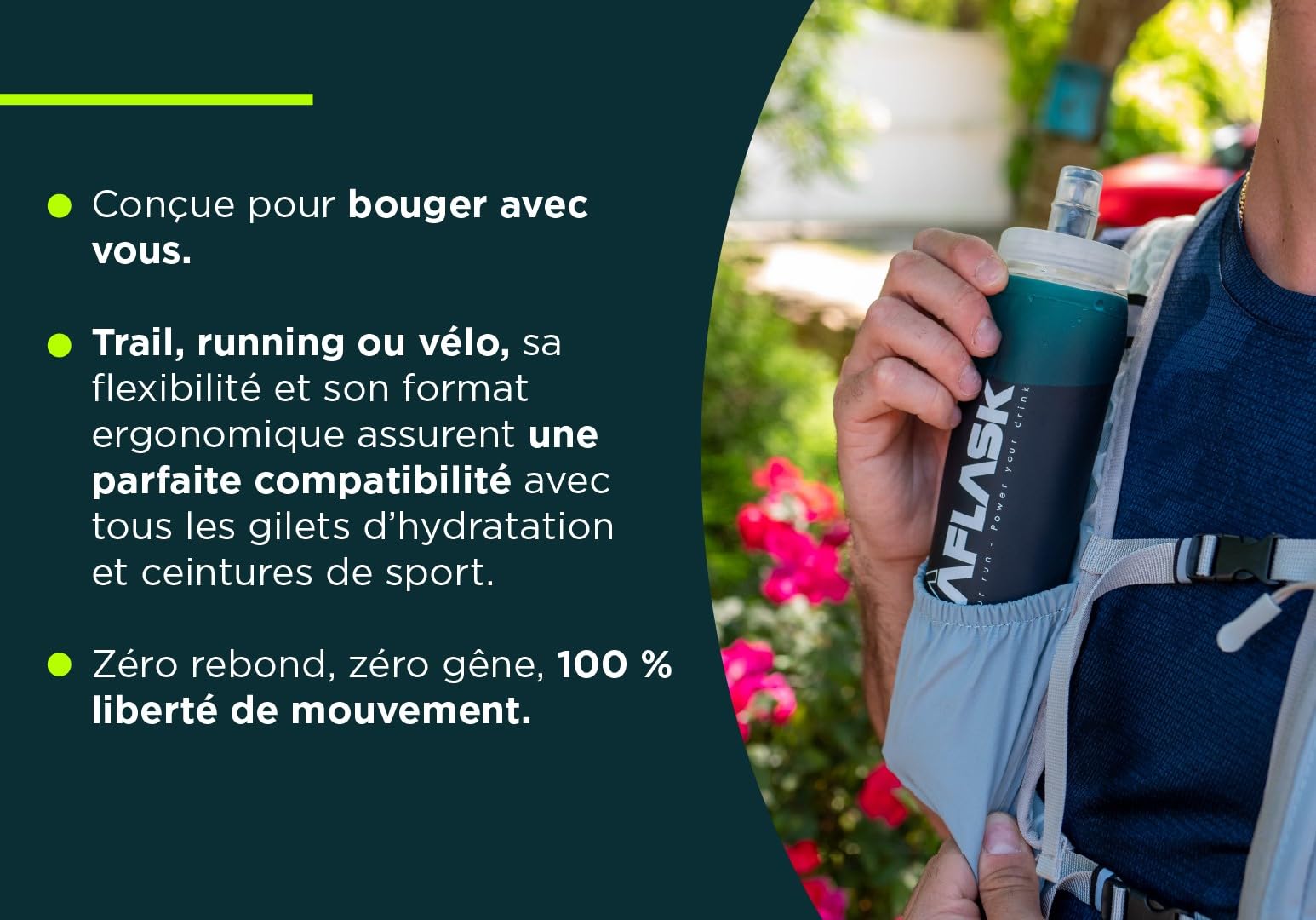Gourdes/Flasques Souples 500 ml – Lot de 2 Softflask Diamètre 42 mm Sans BPA, Ultra-Légères,Anti-Fuite, Bouteilles d’Eau Sport pour Running, Trail, Randonnée & Vélo (BLEU- 500ML- 2pcs)