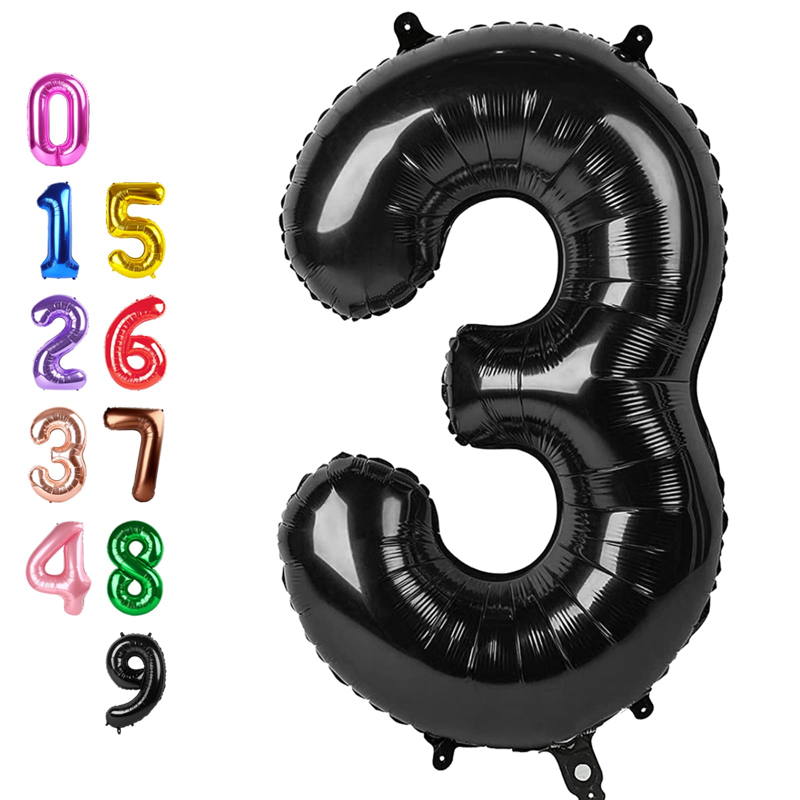 Number Balloons Black 3 Balloon 40 inch for 3rd Birthday Party Decoration