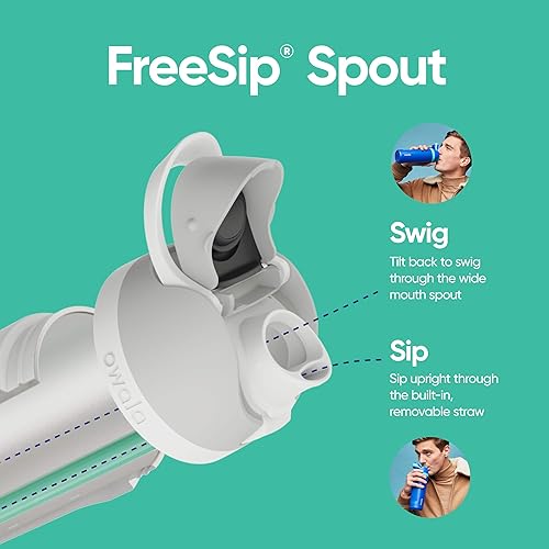 Miniatura 3 de Owala FreeSip - Botella de agua de plástico Tritan transparente con popote, sin BPA y botella de agua aislada de acero inoxidable con popote para