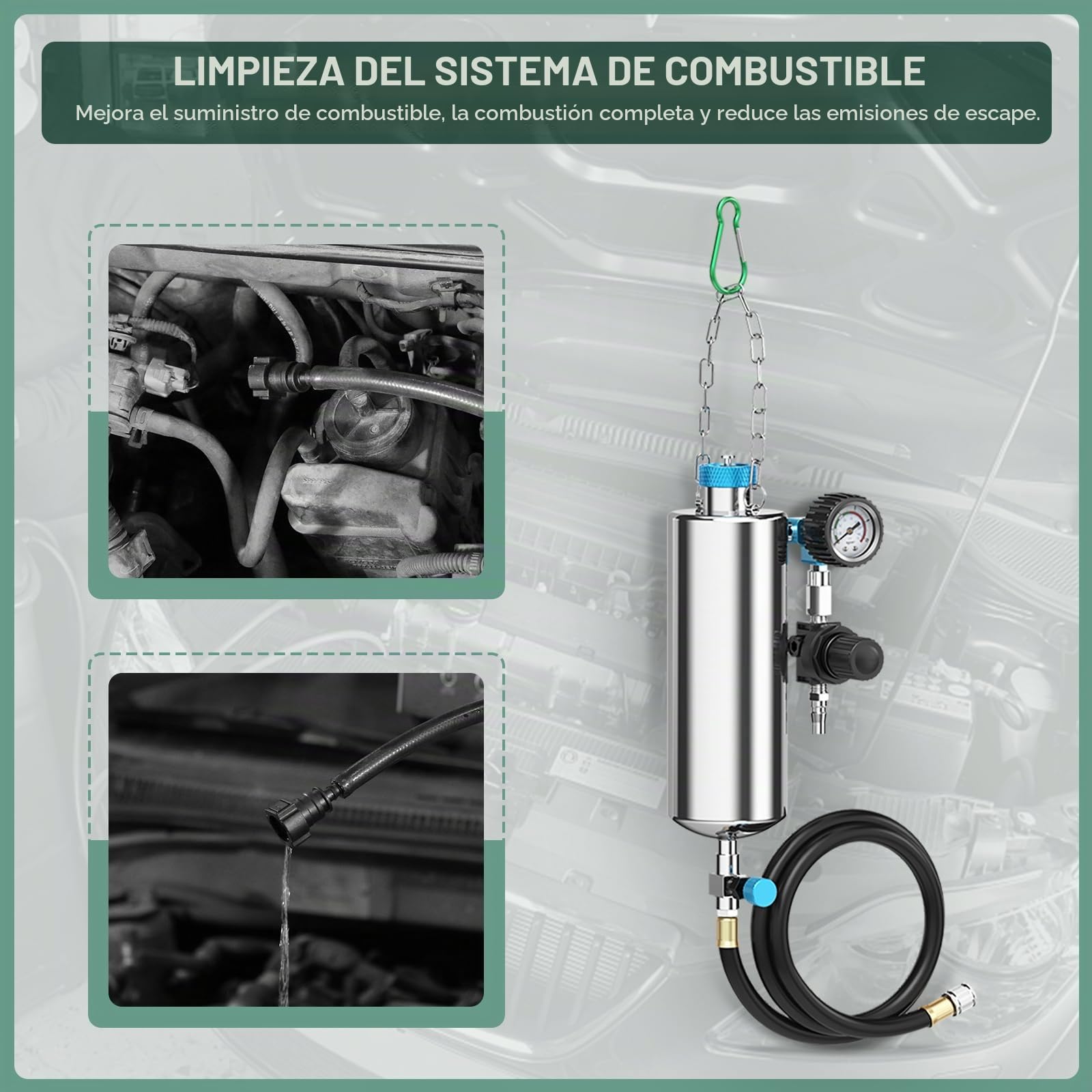 C80 Kit de herramientas limpiador de inyectores de combustible, Limpiadores de sistemas de inyección de combustible, 1000ML Kit de herramientas limpiador de inyectores de combustible de 150PSI