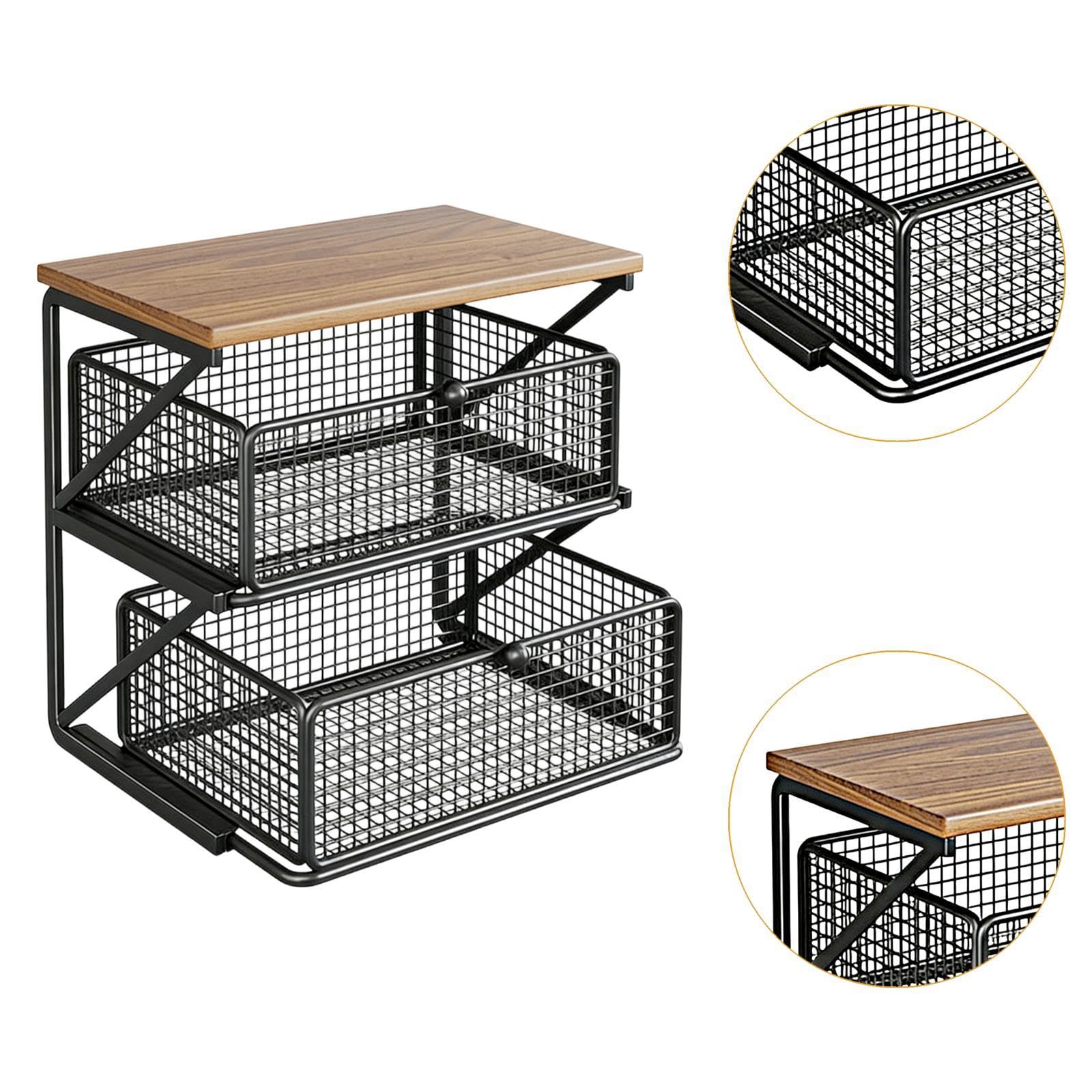 Organizer Multifunktionale Ablage mit Schubladen Und Fächern Aus für Kaffeezubehör Becher Snacks für Schreibtisch Küche Apart, Black S
