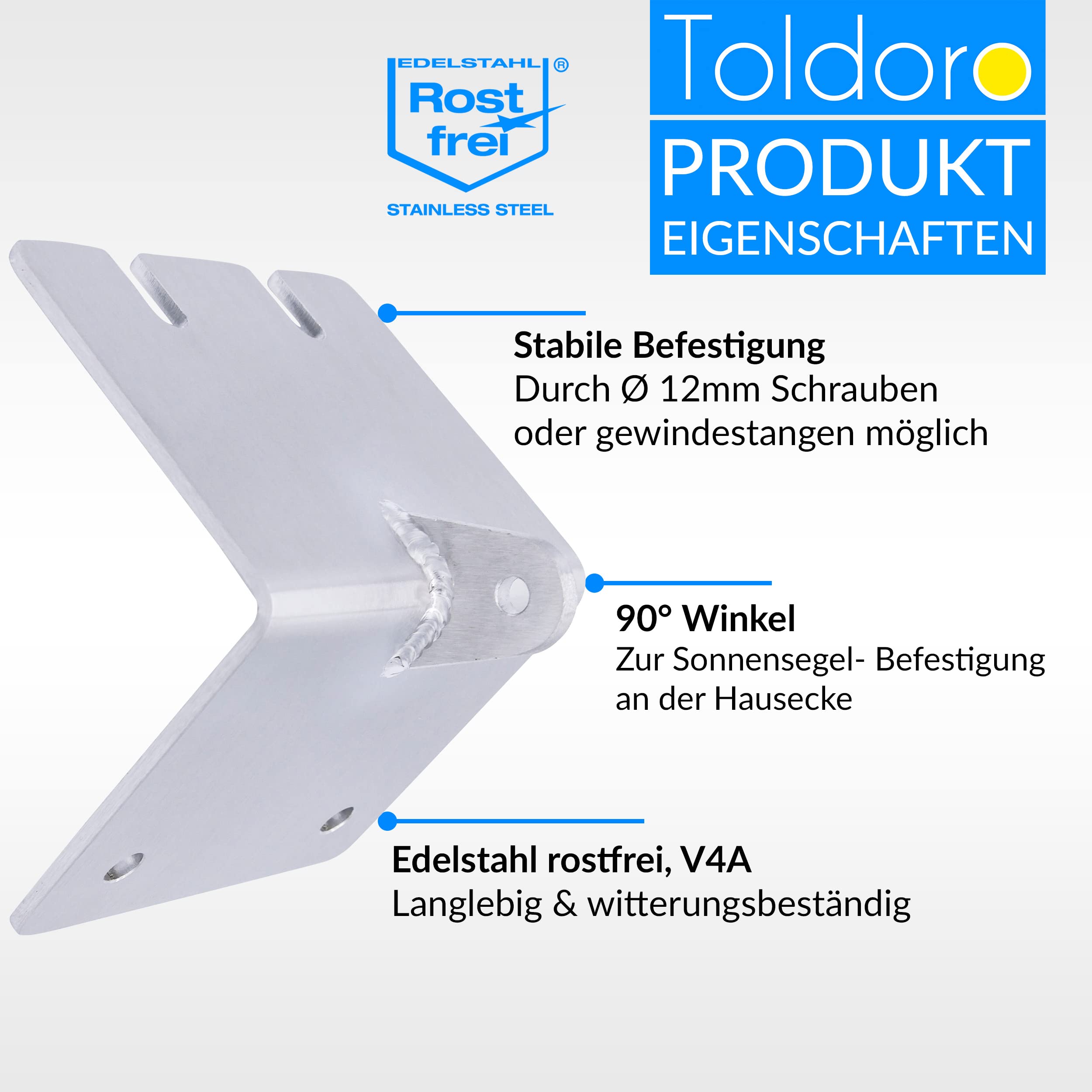 wandhalterung sonnensegel edelstahl Außeneck-Wandhalterung rostfrei für (mit Befestitungsmaterial für Beton) Finish:Gloss Black Cube Stereo Hybrid Licht Edelstahl