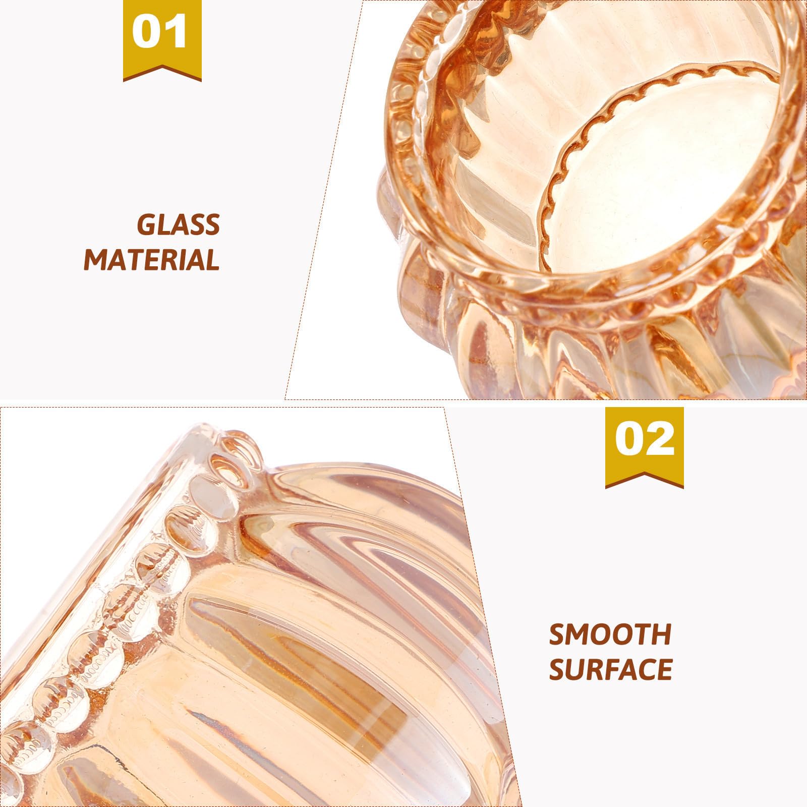 6 Piezas Portavelas de Cristal para Mesa de Centro Base Estable