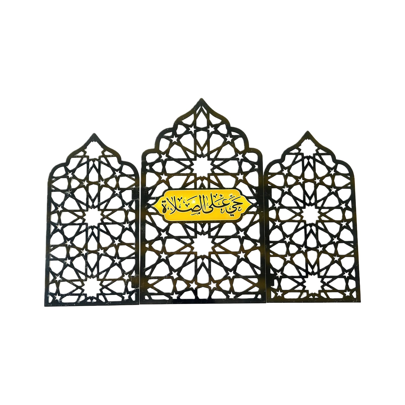 Shurhome Light Islamics Cultural Acrylic Castles Small Folding Screen Ornament With Intricate Carving For Muslims Party Desktop Decors Arabic Ramadans Acrylic Folding Screen Decors