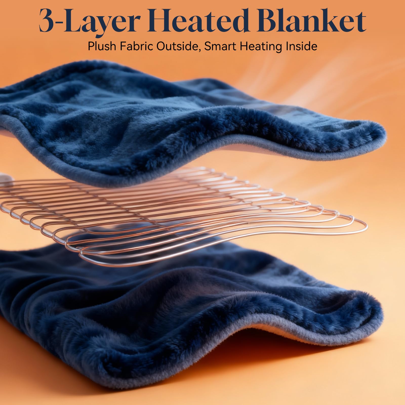 Coperta Termica 130x160cm Coperta Elettrica con Spegnimento Automatico, 9 Livelli di Riscaldamento e 10 Timer, Flanella Coperta Riscaldante Elettrica per Casa & Uffici, Lavabile in Lavatrice