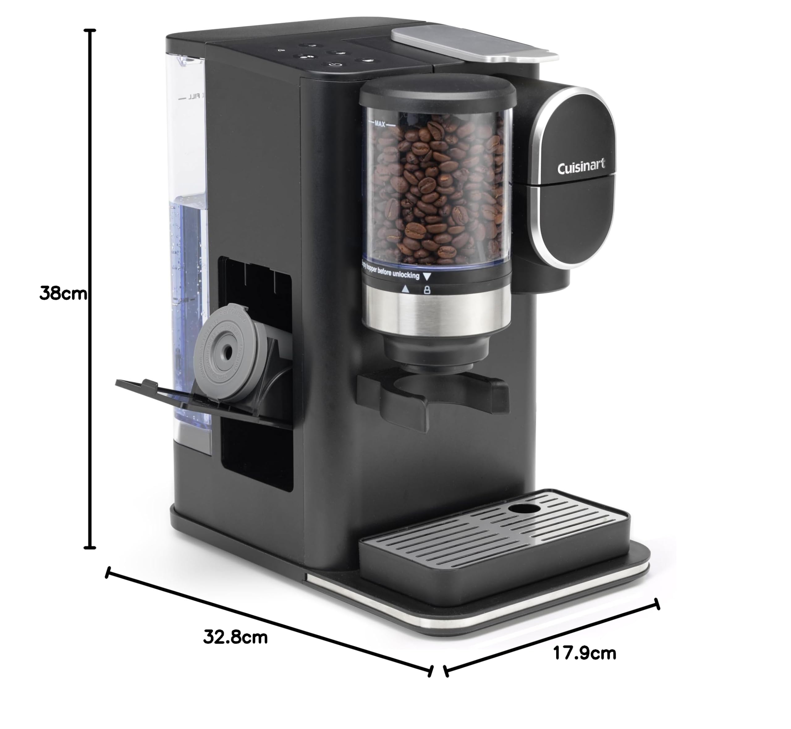 Cuisinart One Cup Grind And Brew - Machine à café avec broyeur intégré | Grain à moudre, Café filtre en portion individuelle | choisissez 3 tailles de tasse | Dosette filtrante réutilisable | Noir