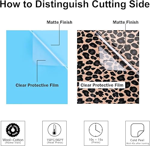 Miniatura 6 de CAREGY Paquete de vinilo HTV de transferencia de calor paquete de 55 vinilos de poliuretano de 12 x 10 pulgadas para camisetas, 45 colores surtidos