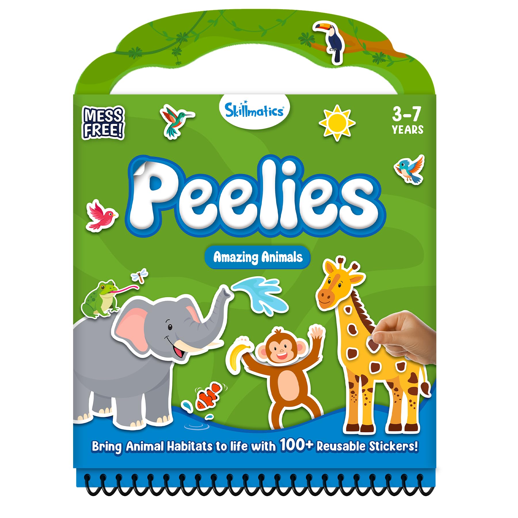 Skillmatics Reusable Sticker Activity Book - Peelies, 100+ Reusable Stickers, 6 Pictures, Mess-Free Fun for Kids, Creative Play & Travel Toy, Gifts for Ages 3, 4, 5, 6, 7