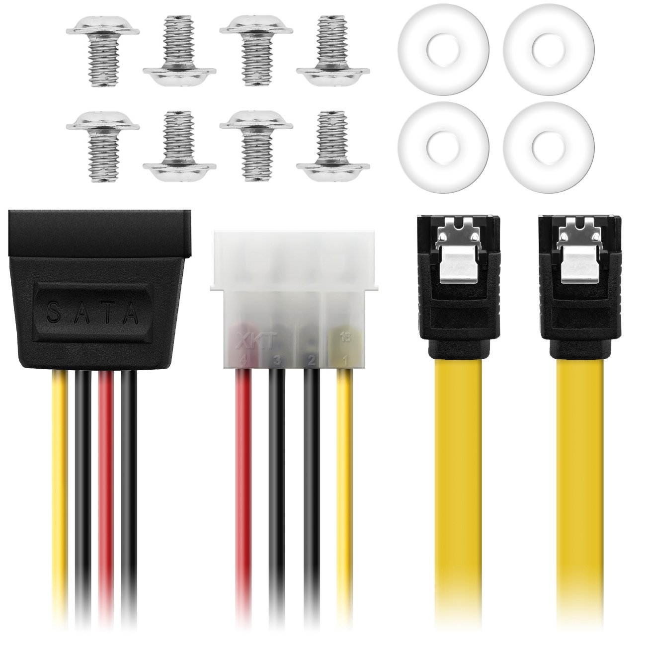 deleyCON Rama Montażowa dla Dysków Twardych 2,5" Adapter Dysków SSD do 3,5" Zdejmowana Rama Uchwyt Montażowy Szyny w Tym Śruby Adapter Zasilania Kabel SATA i Śrubokręt - Czarny